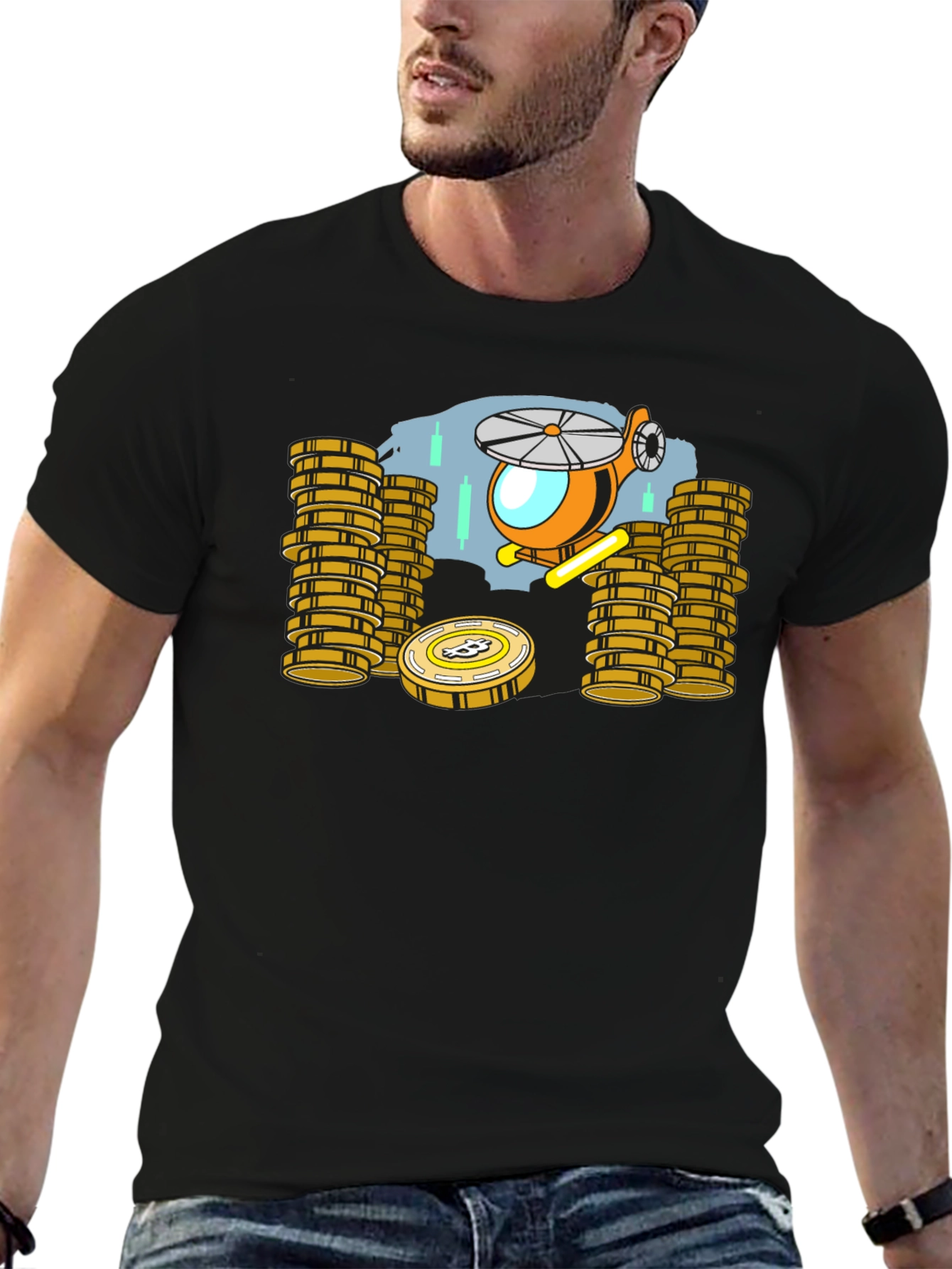 Bitcoin Helicopter T-Shirt - Crypto Investor Tee