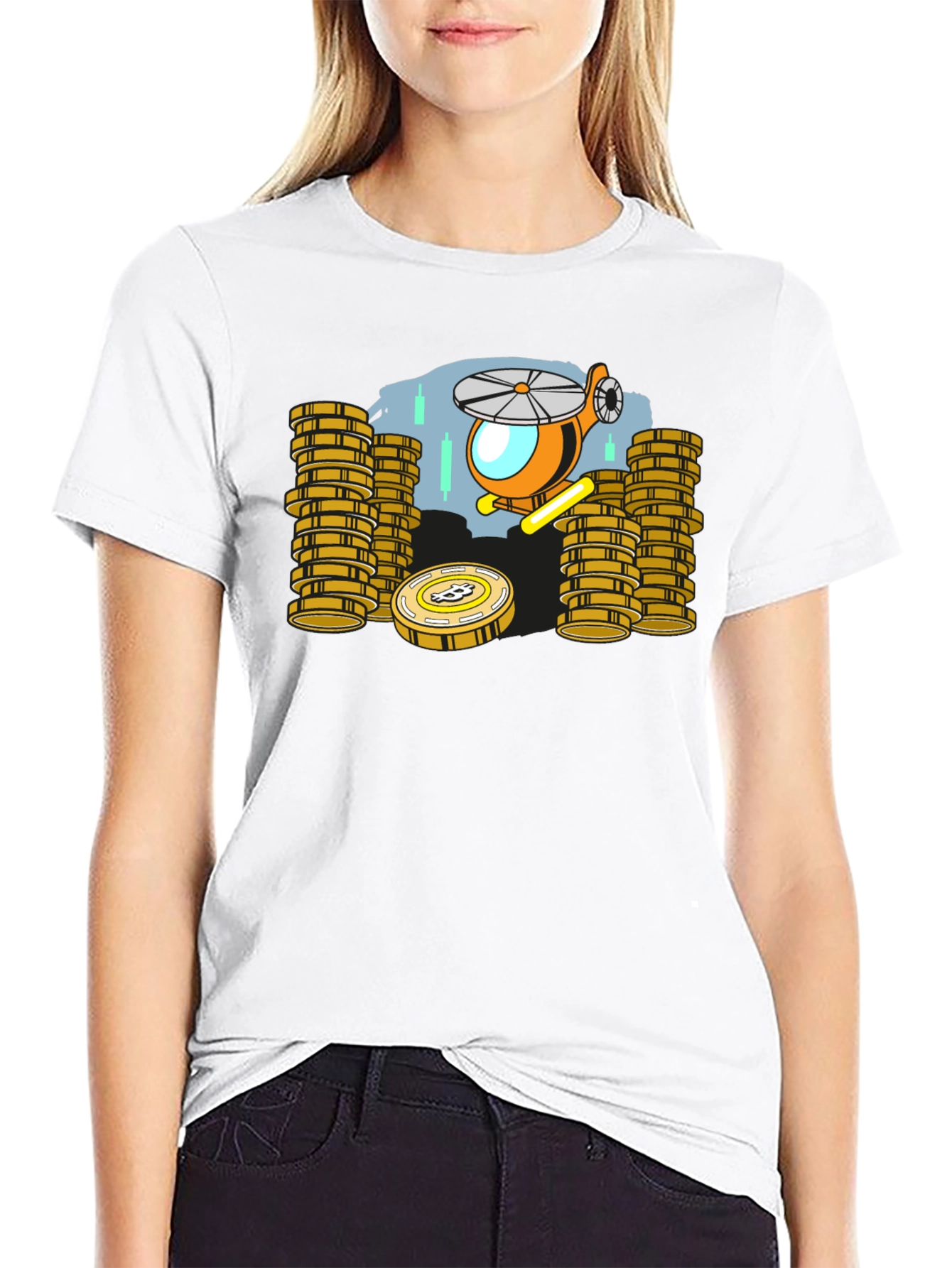 Bitcoin Helicopter T-Shirt - Crypto Investor Tee