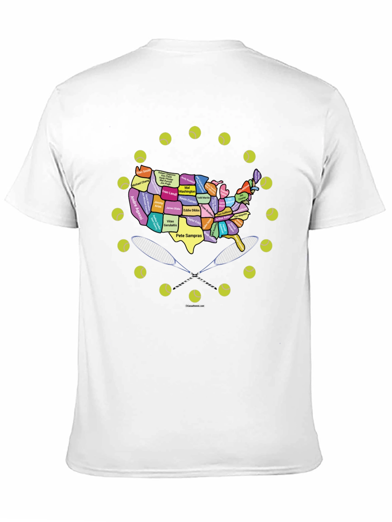 Tennis Greats USA Map Graphic Tee - Black