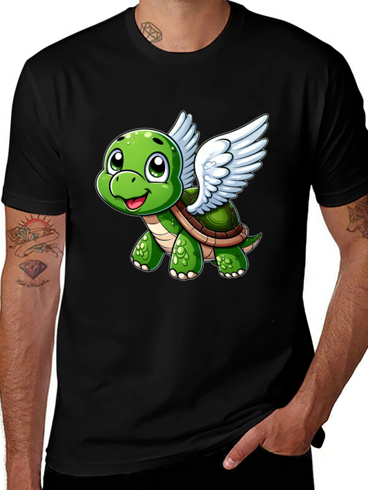Flying Turtle Graphic Tee - Whimsical Black T-Shirt