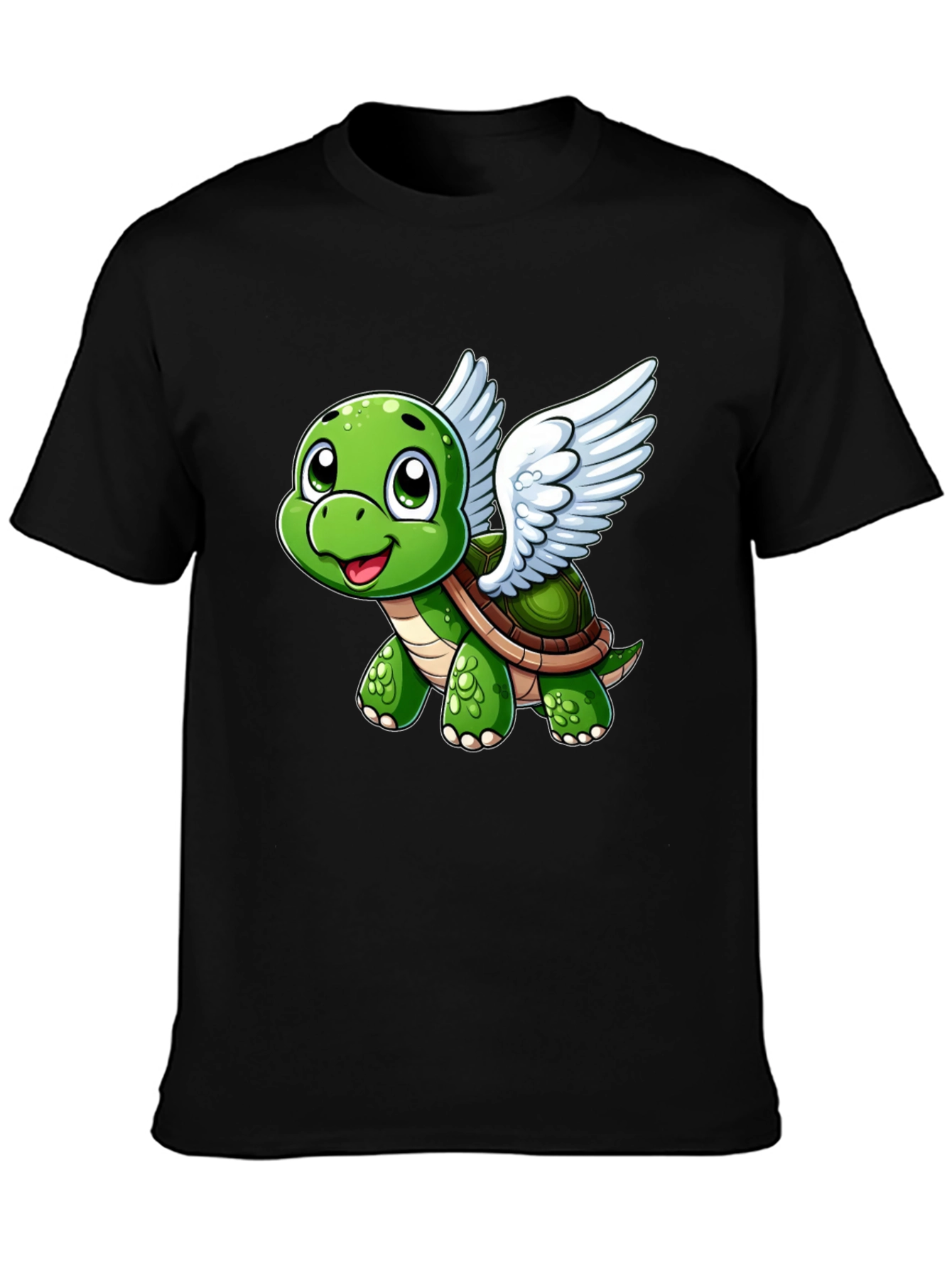 Flying Turtle Graphic Tee - Whimsical Black T-Shirt