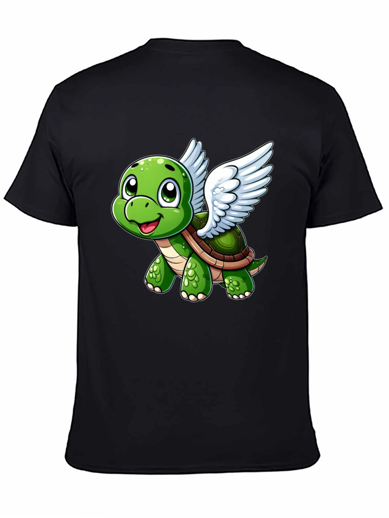 Flying Turtle Graphic Tee - Whimsical Black T-Shirt
