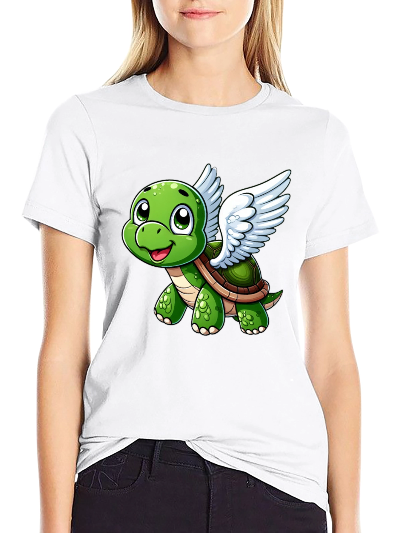 Flying Turtle Graphic Tee - Whimsical Black T-Shirt