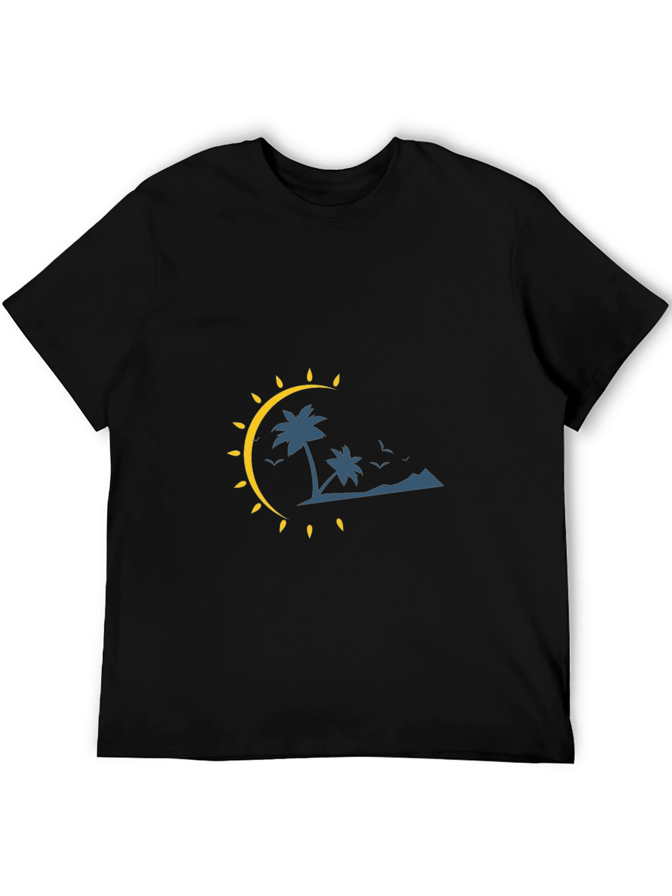 Tropical Palm Tree Graphic Black Tee