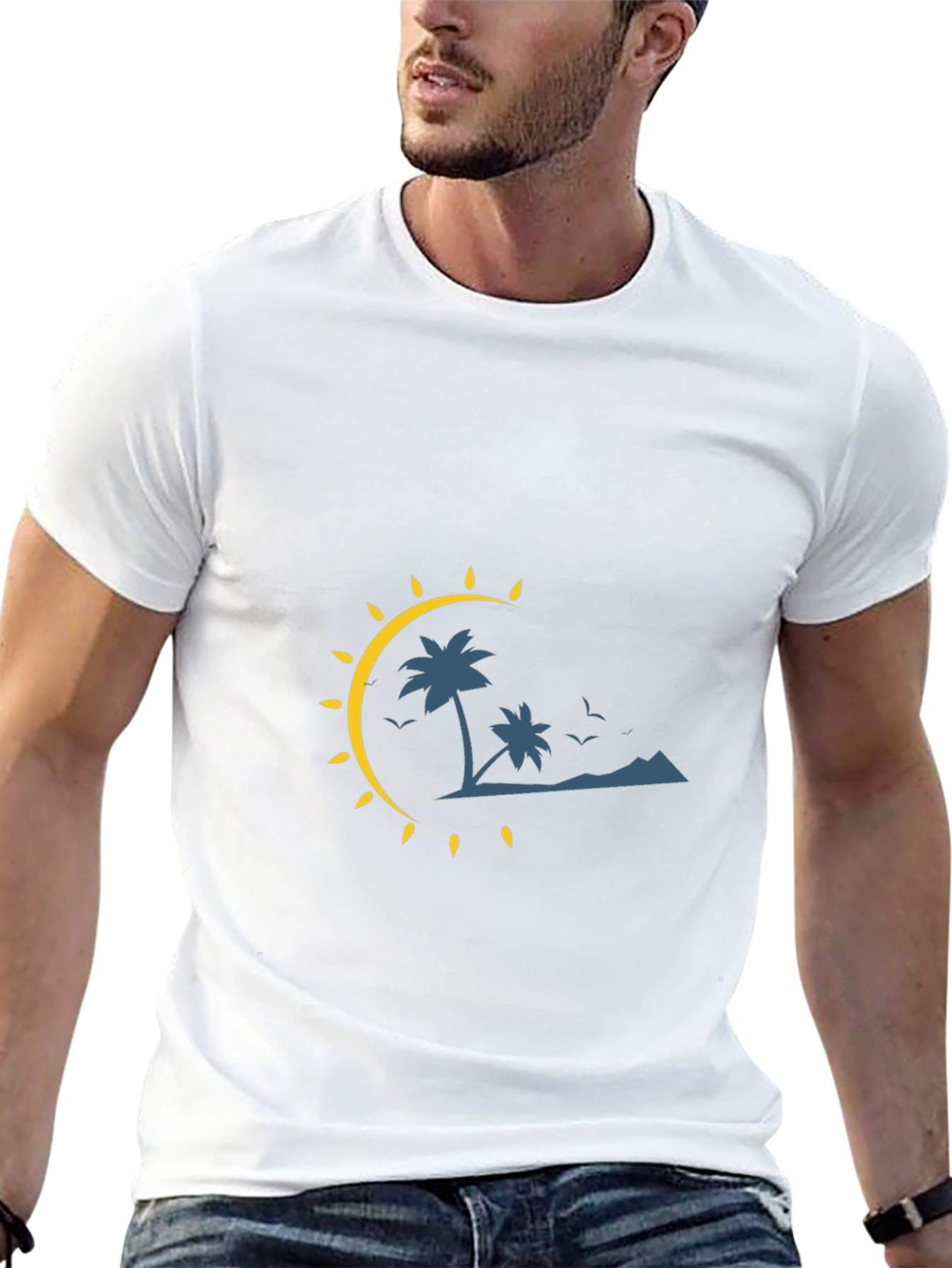 Tropical Palm Tree Graphic Black Tee