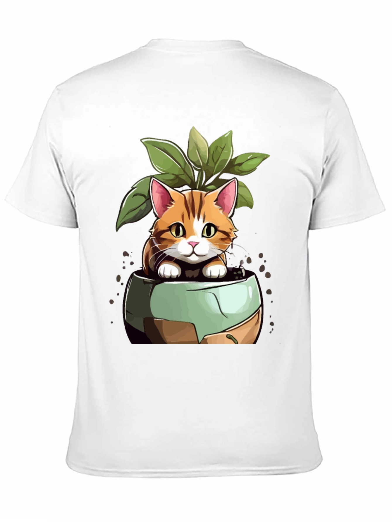 Cat in Pot Plant T-Shirt - Unique Design