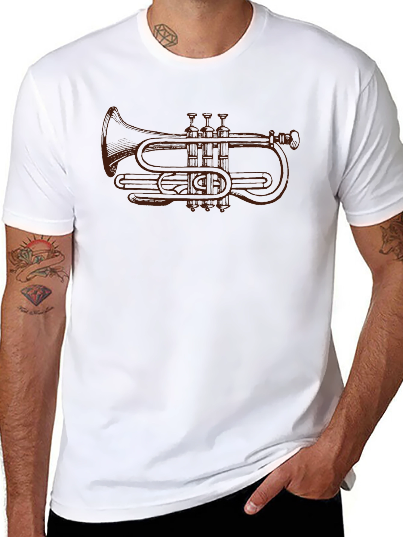 Trumpet Graphic Tee - Musicians Black T-Shirt