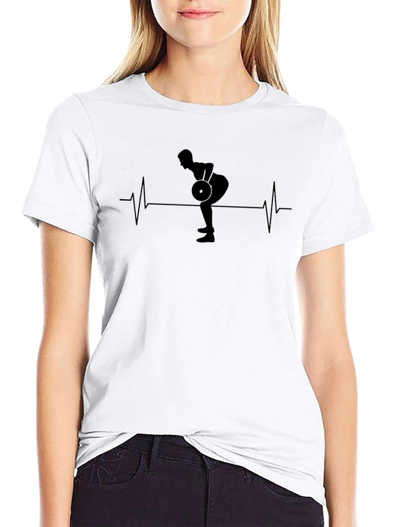 Weightlifting Heartbeat Graphic Tee - Black