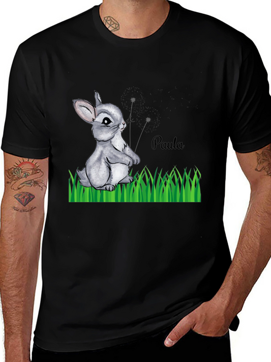 Cute Bunny Paula Personalized Black T-Shirt