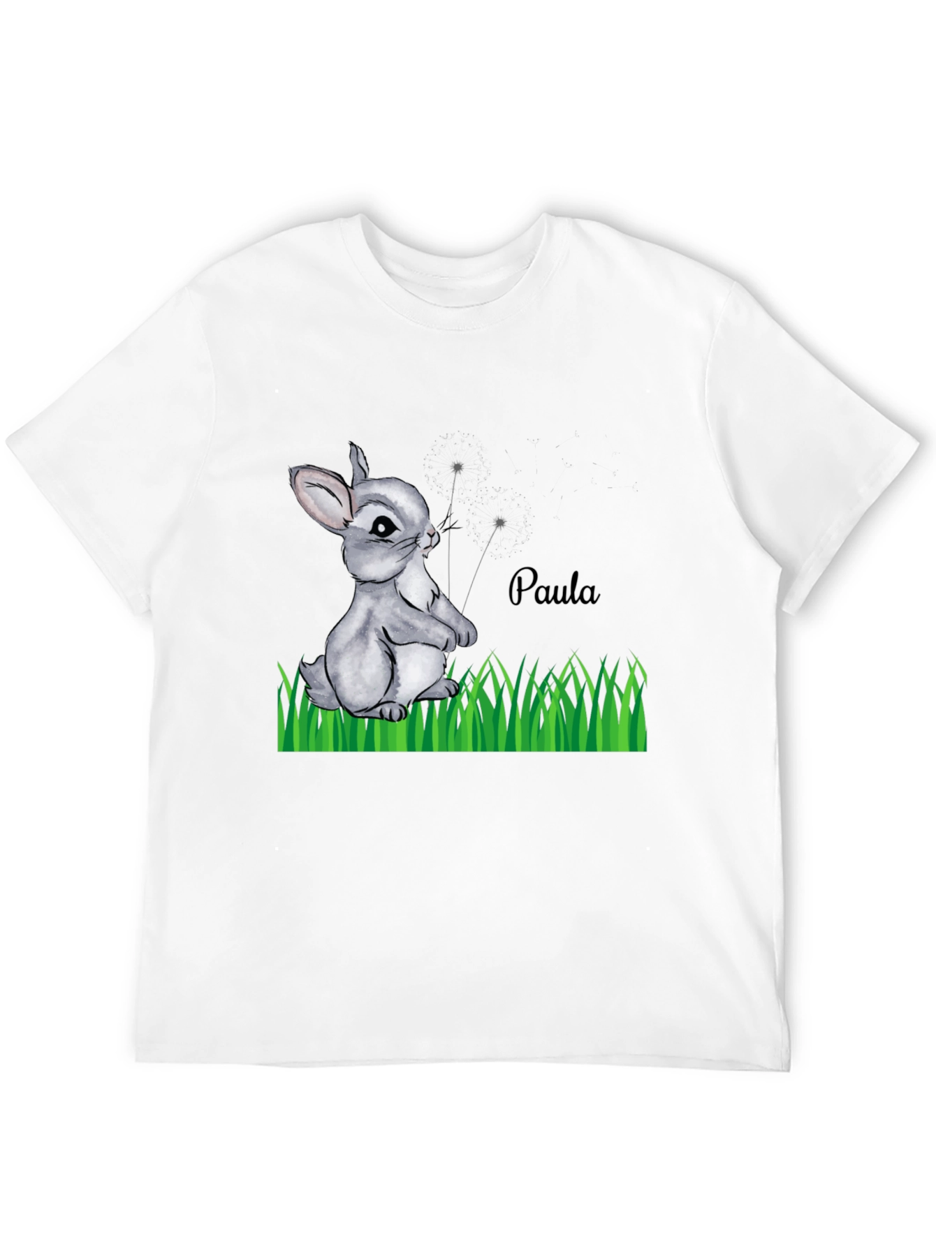 Cute Bunny Paula Personalized Black T-Shirt