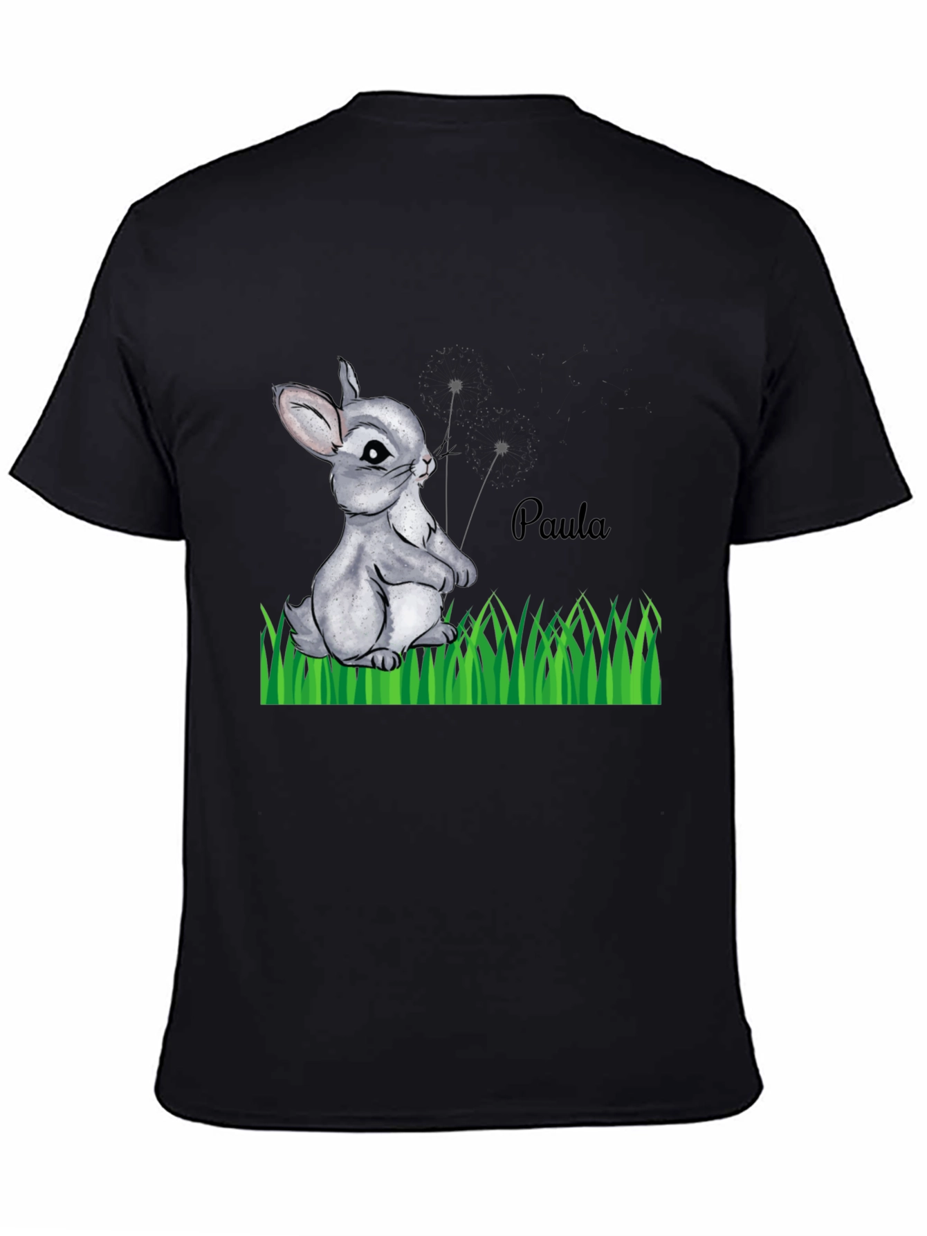 Cute Bunny Paula Personalized Black T-Shirt