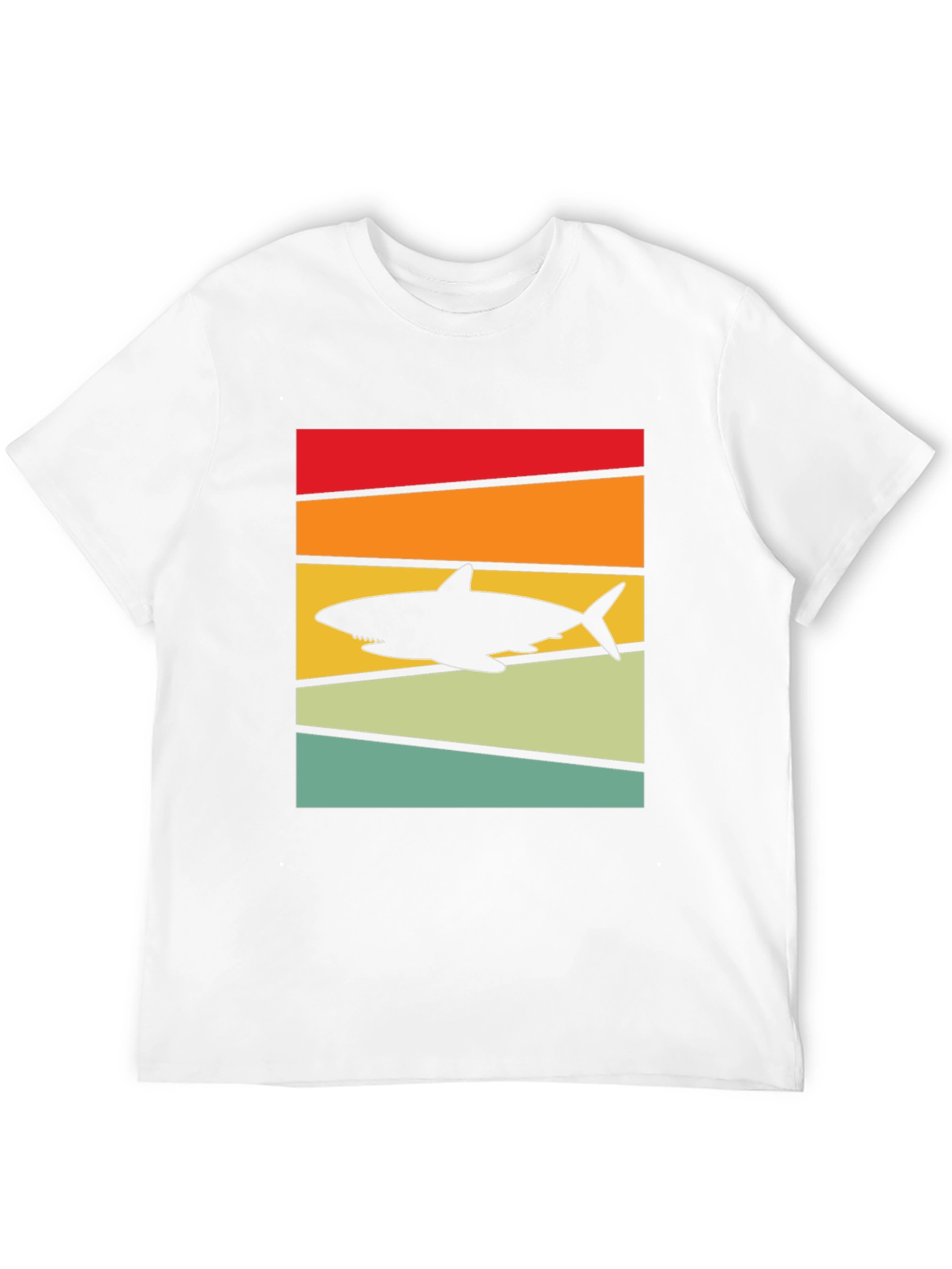 Retro Shark Sunset T-Shirt - Black Cotton Tee
