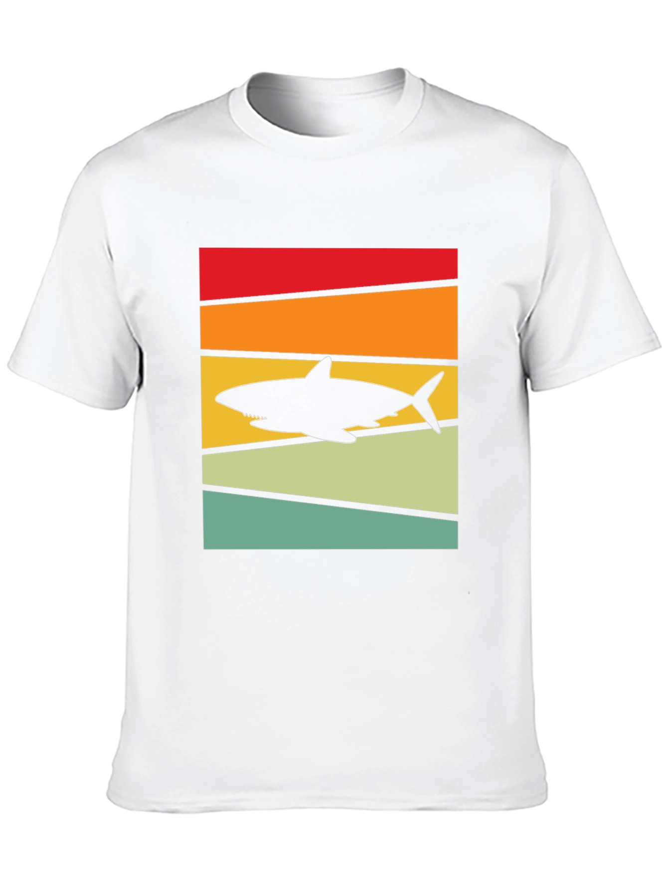 Retro Shark Sunset T-Shirt - Black Cotton Tee