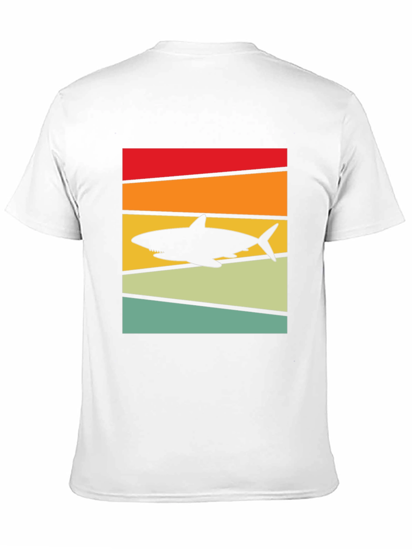 Retro Shark Sunset T-Shirt - Black Cotton Tee