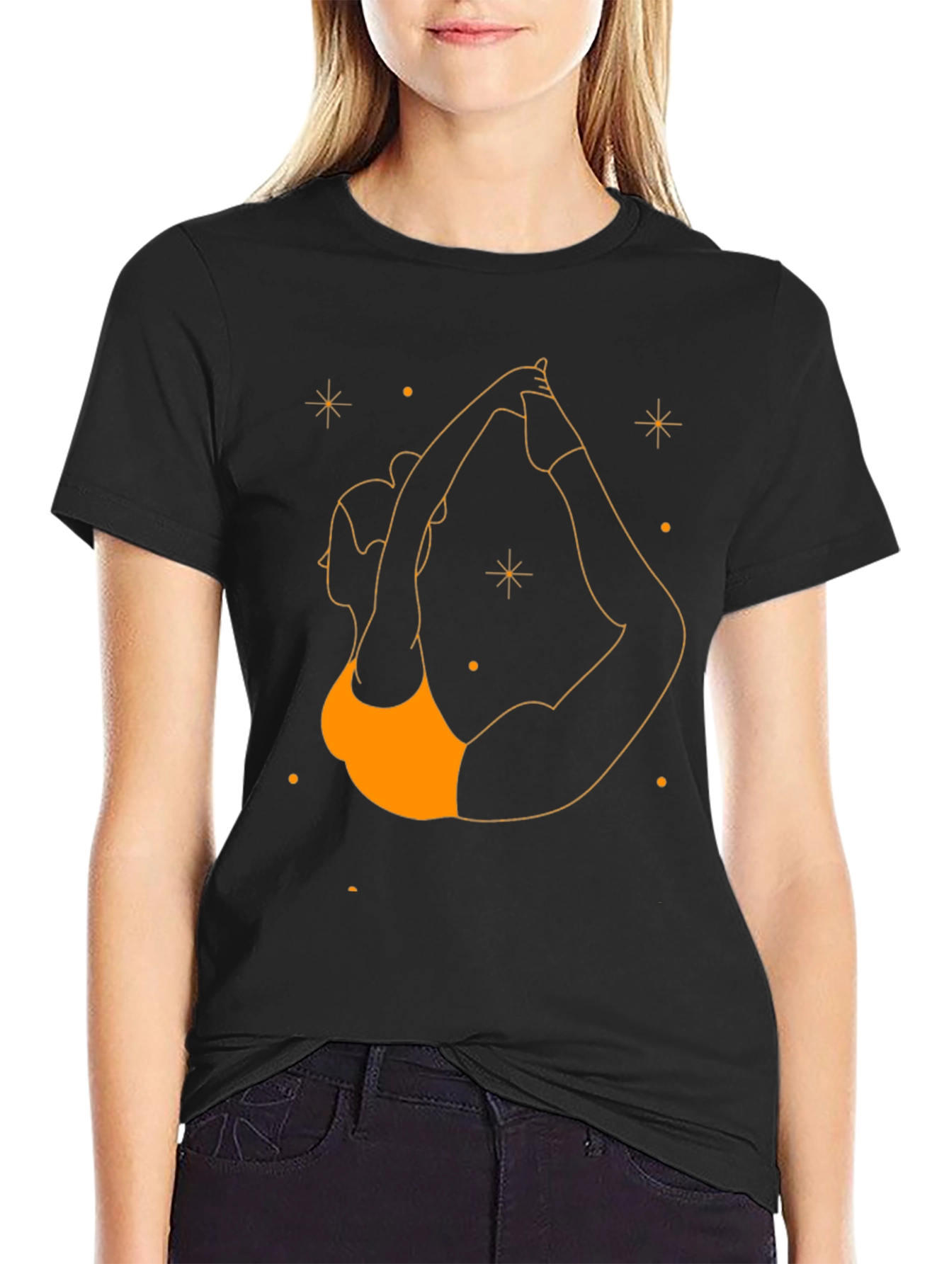 Yoga Pose Graphic T-Shirt - Black Cotton Tee