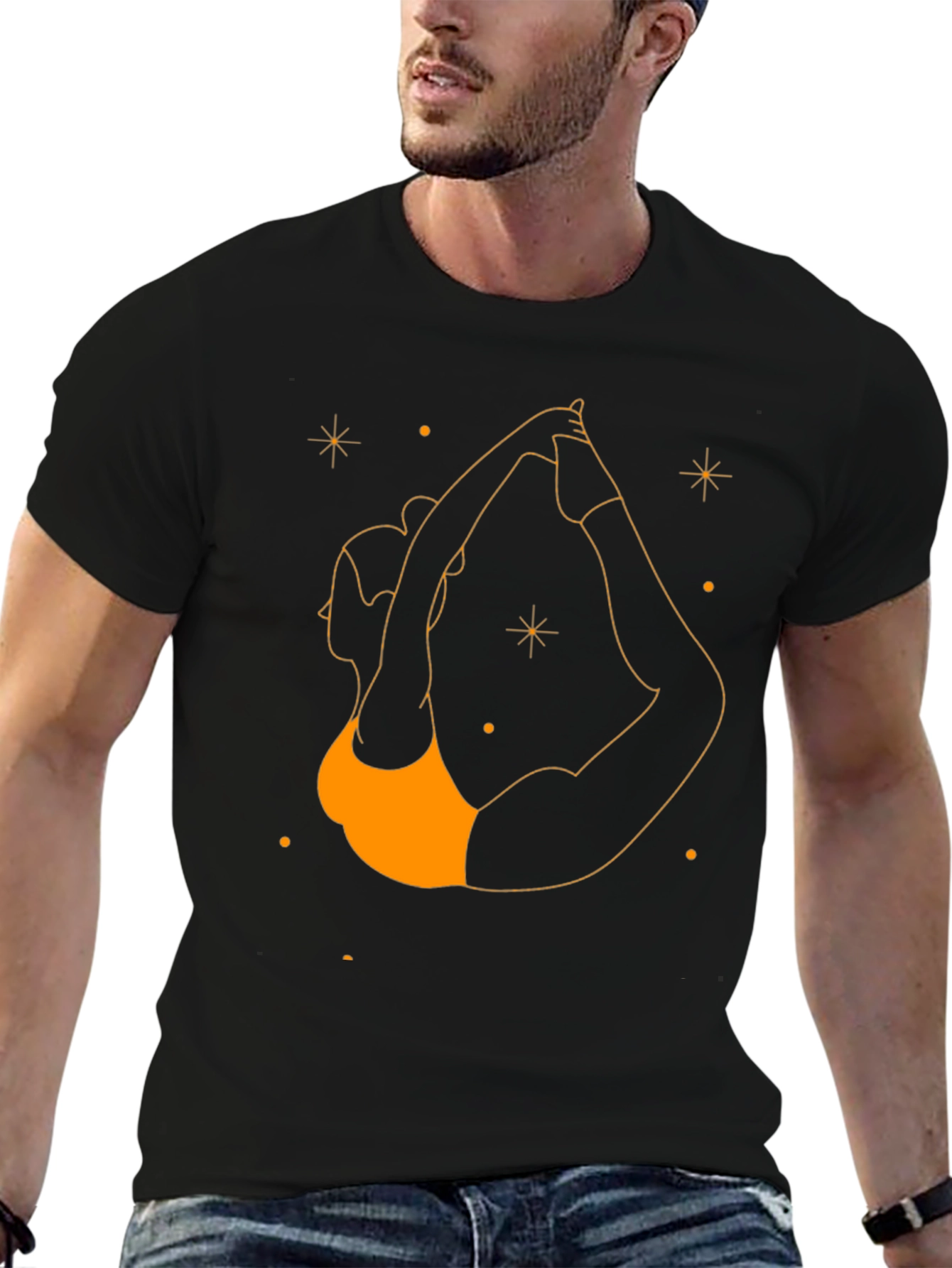 Yoga Pose Graphic T-Shirt - Black Cotton Tee