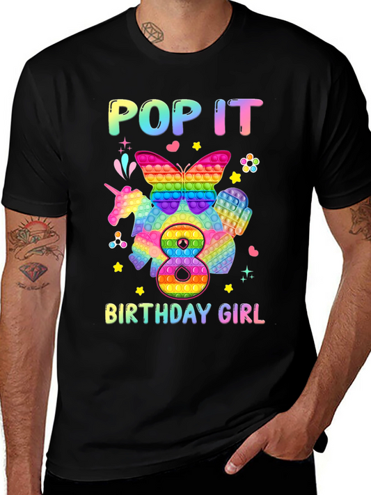 Pop It Birthday Girl T-Shirt - 8th Birthday Gift