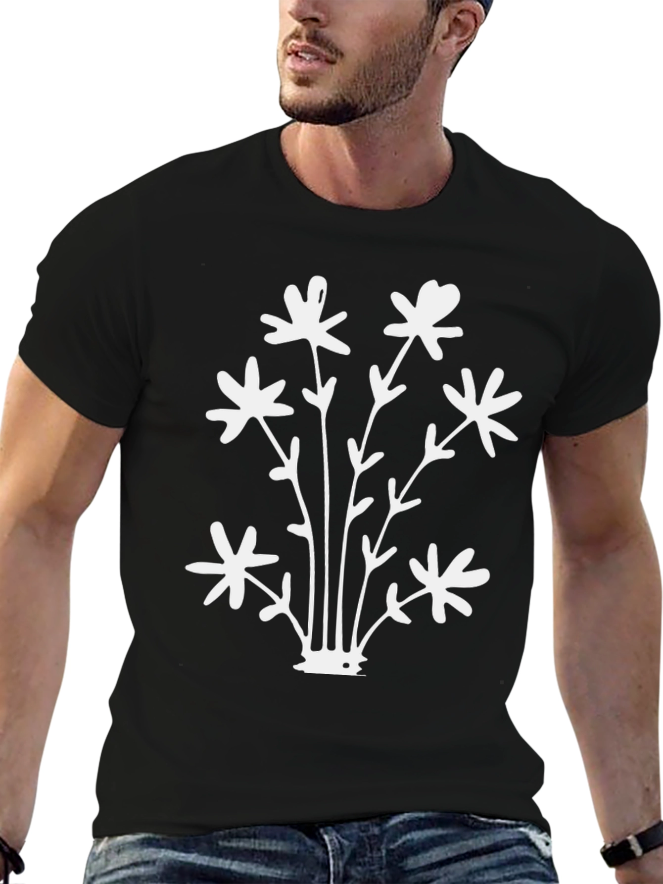 Floral Graphic Black T-Shirt