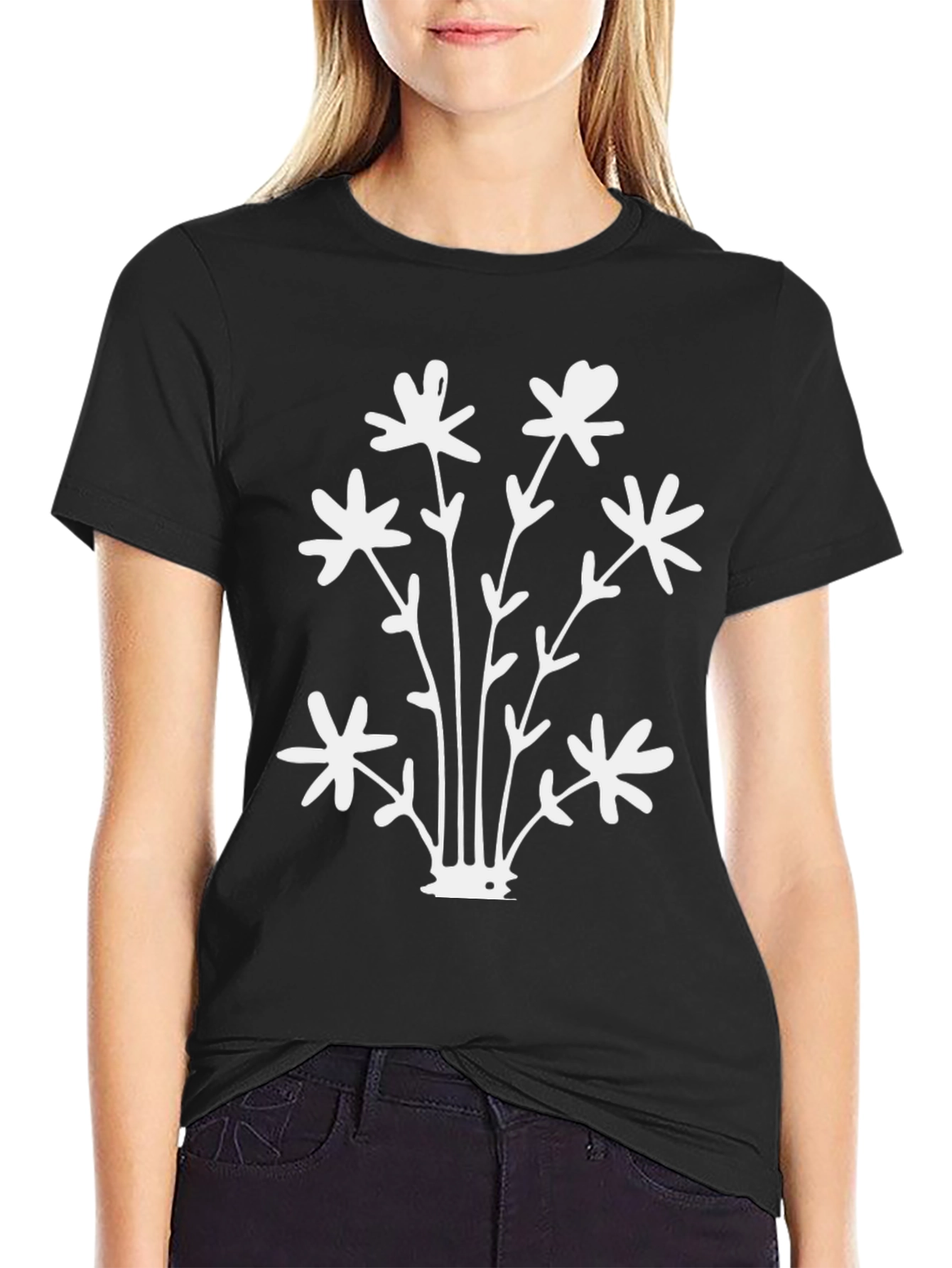 Floral Graphic Black T-Shirt