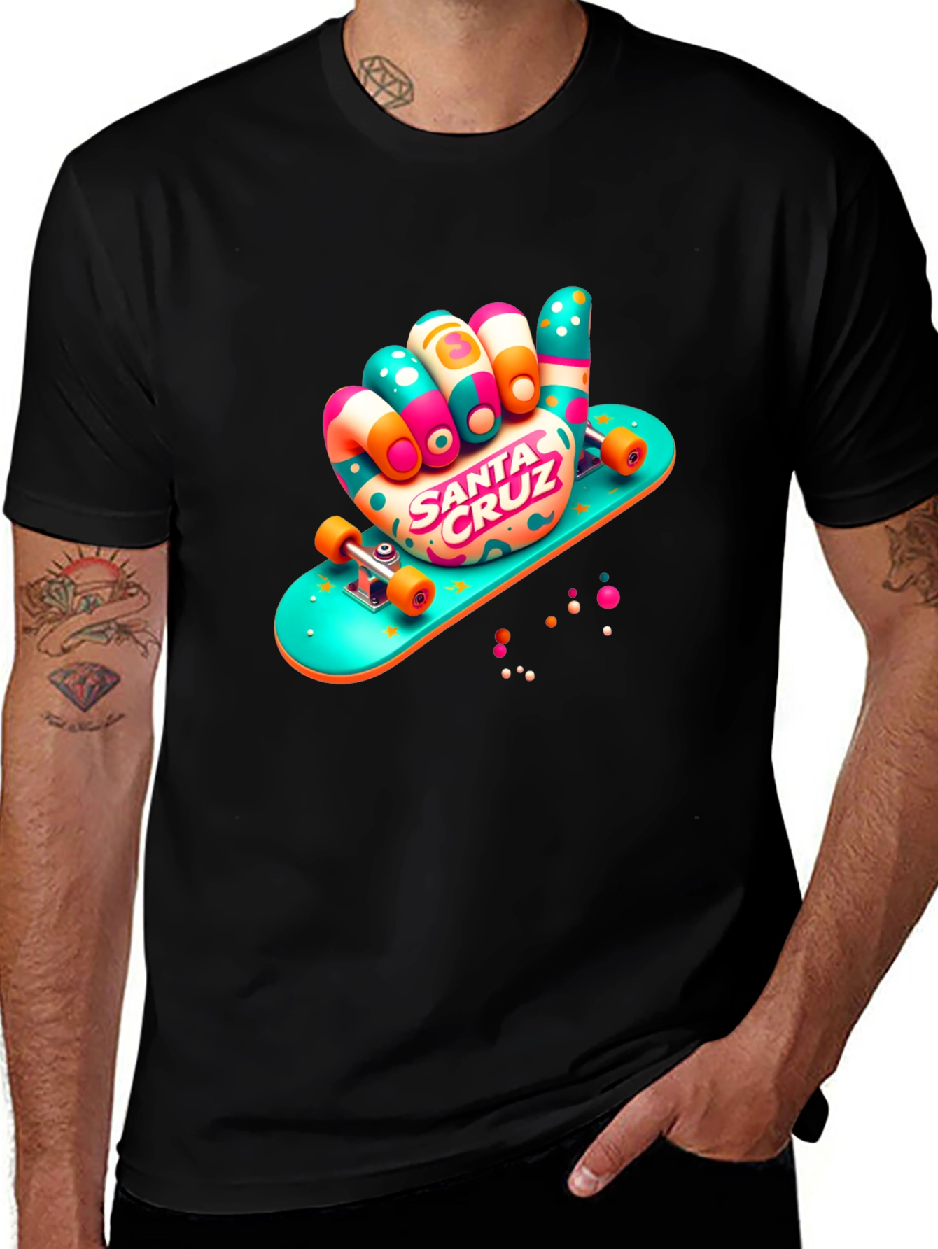 Santa Cruz Skateboard Hand Black T-Shirt