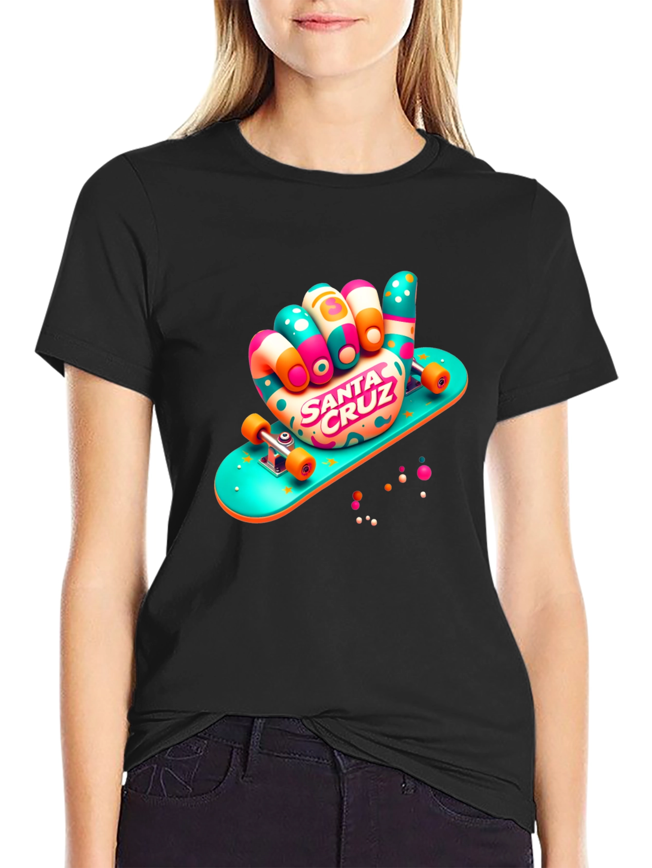 Santa Cruz Skateboard Hand Black T-Shirt