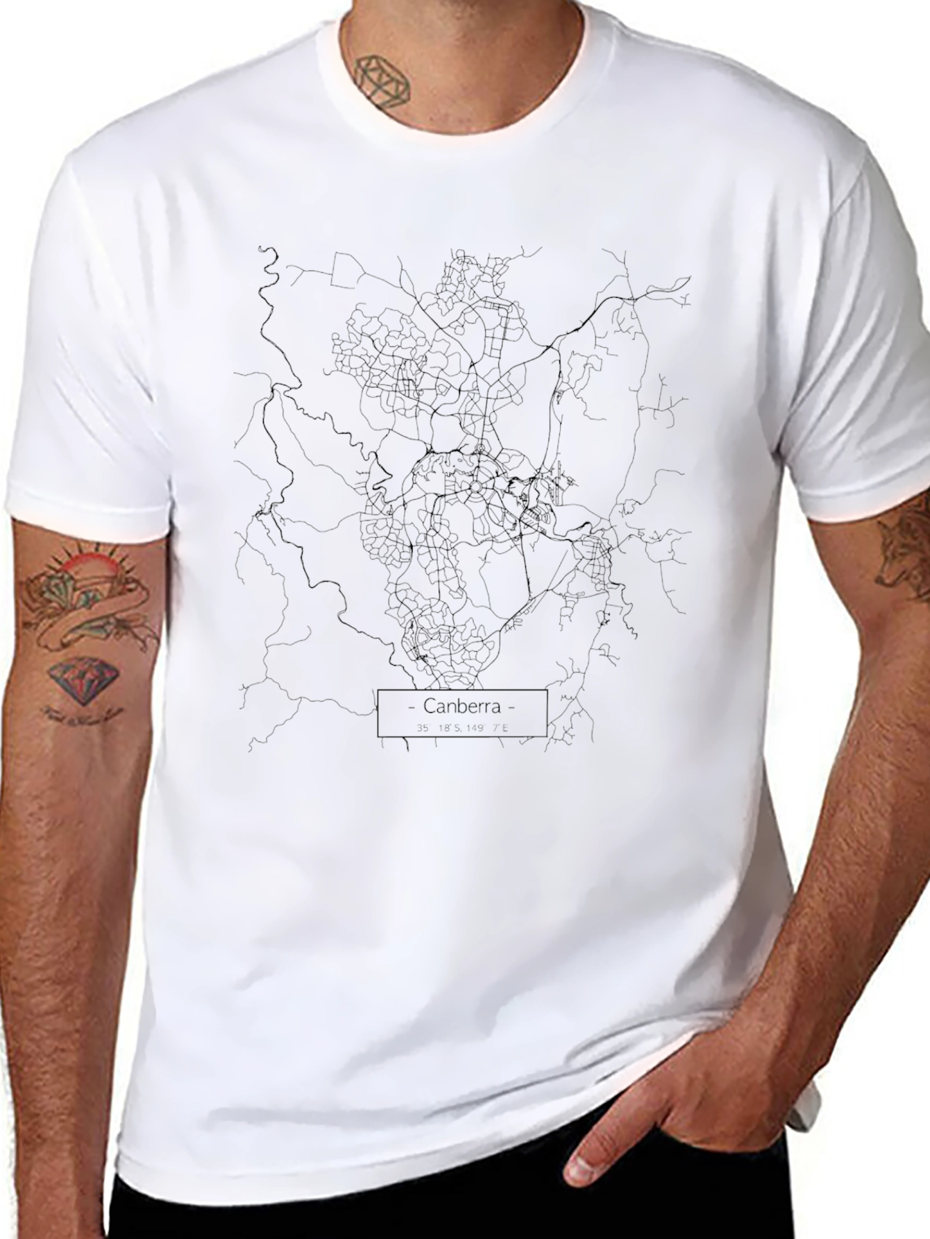 Canberra Map Black T-Shirt