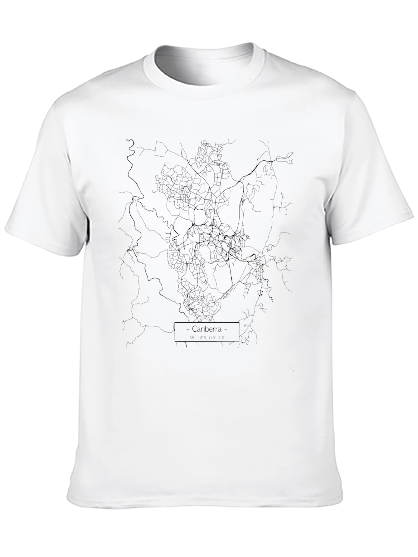 Canberra Map Black T-Shirt