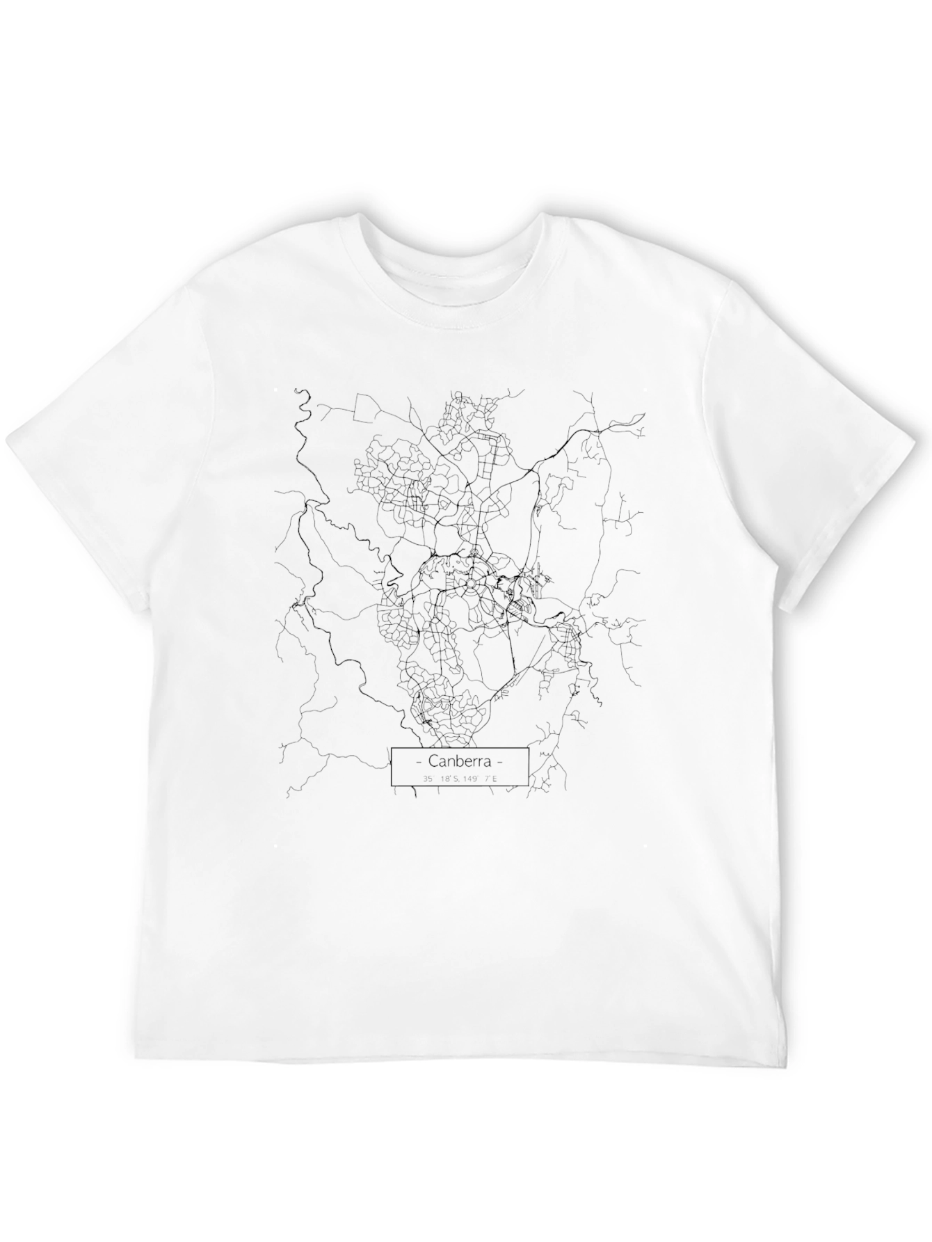 Canberra Map Black T-Shirt