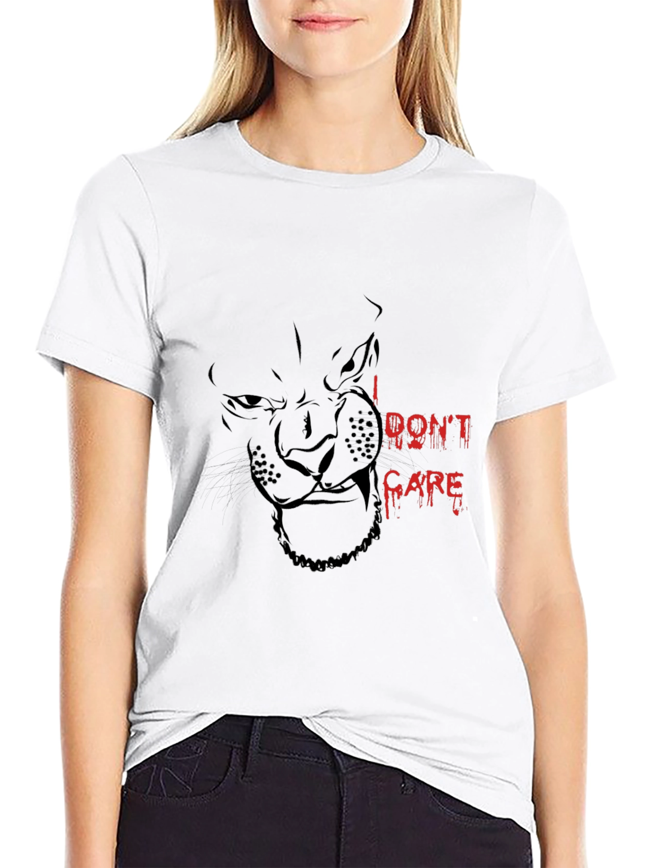 Black I DONT CARE Panther Graphic Tee