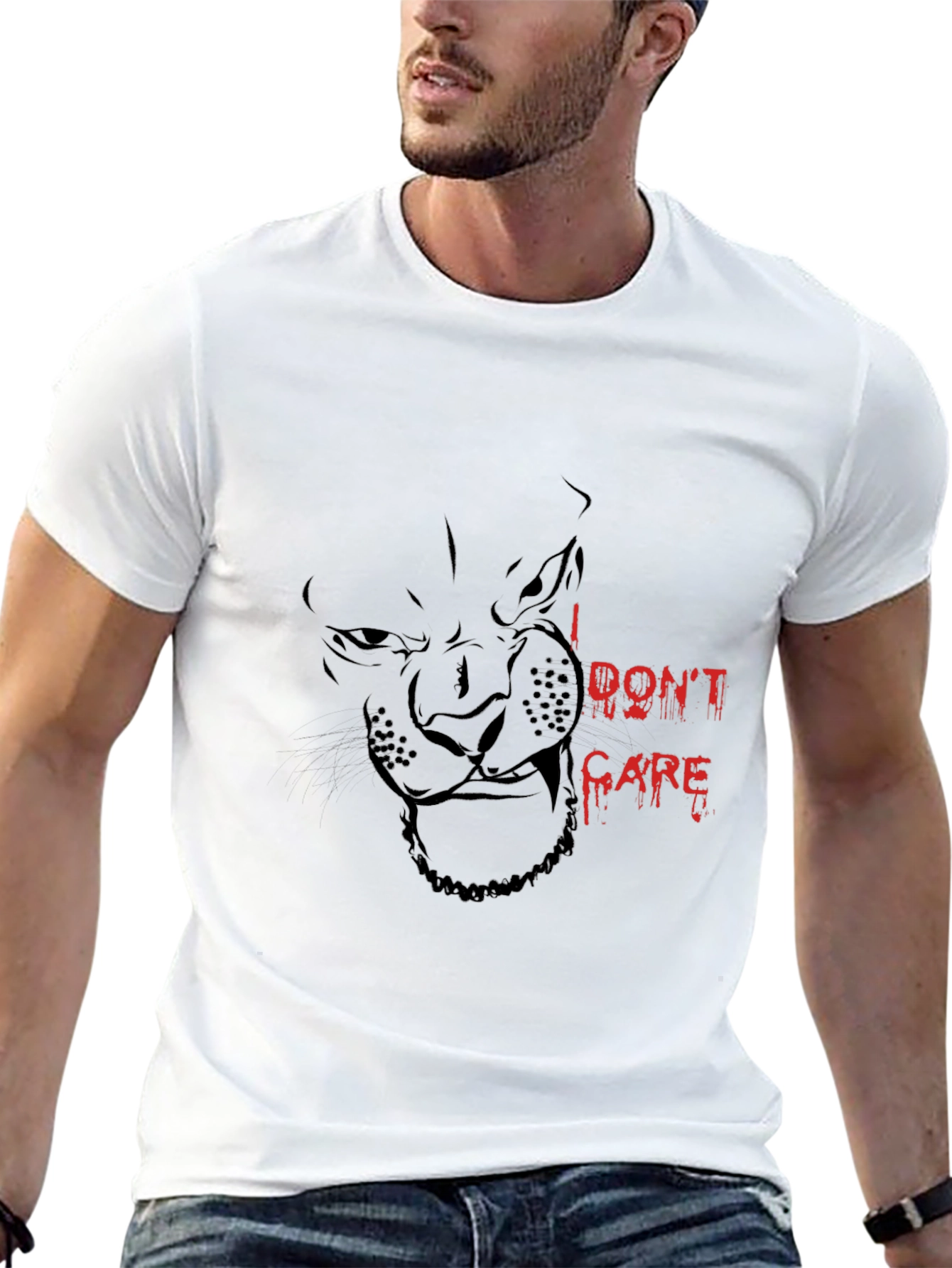 Black I DONT CARE Panther Graphic Tee