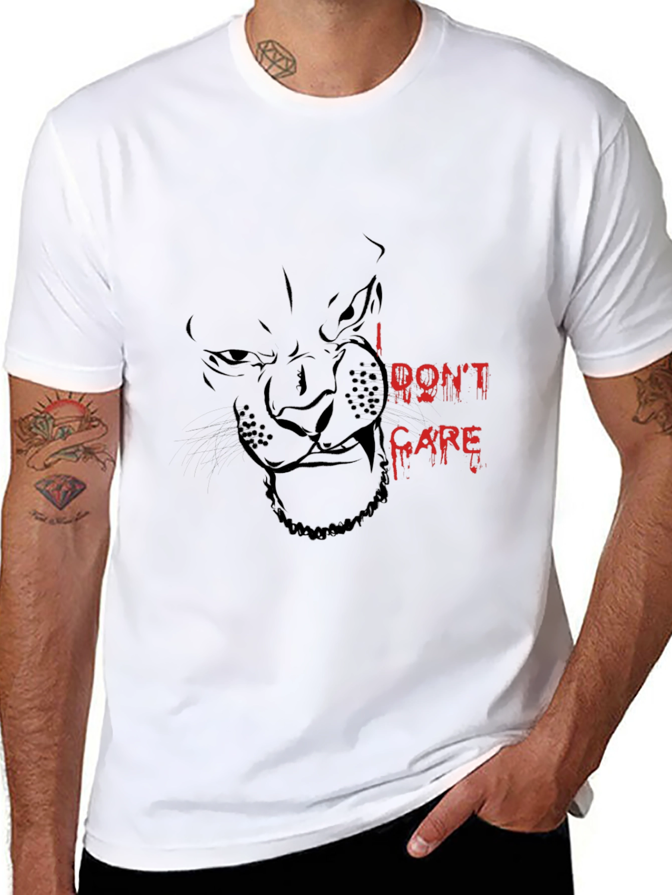 Black I DONT CARE Panther Graphic Tee