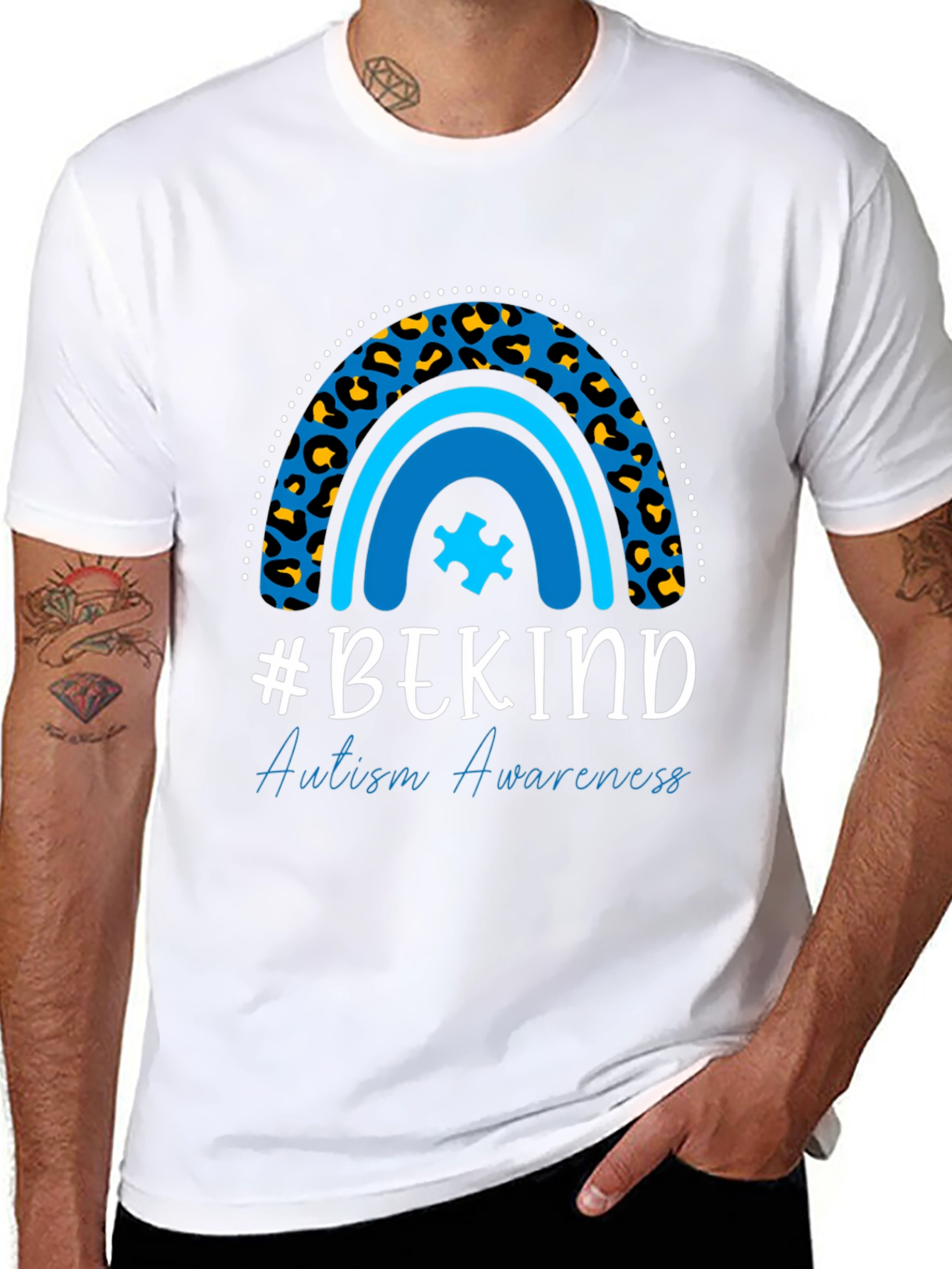#BEKIND Autism Awareness Tee - Leopard Rainbow Shirt