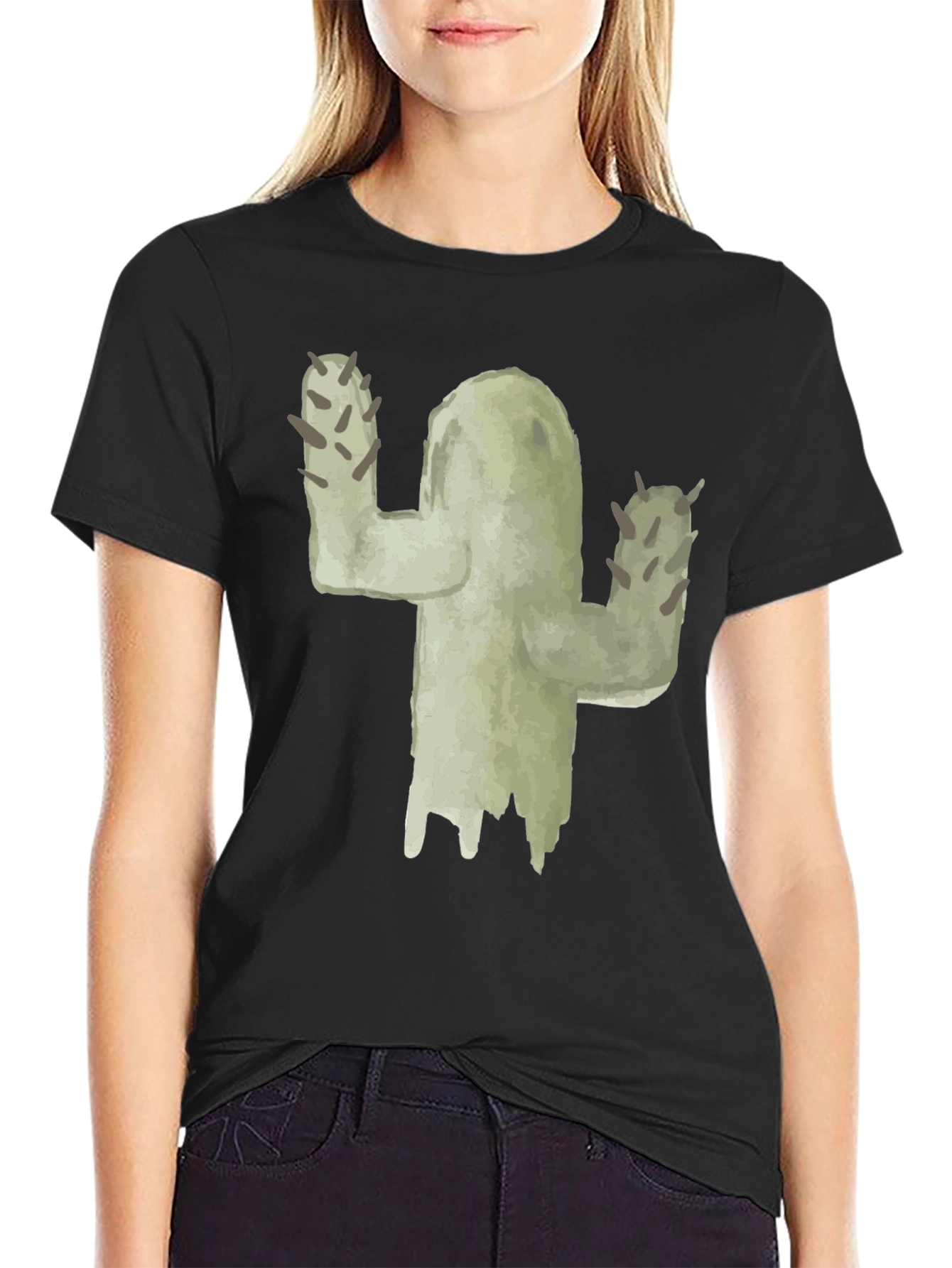 Cactus Graphic Tee - Black Cotton T-Shirt