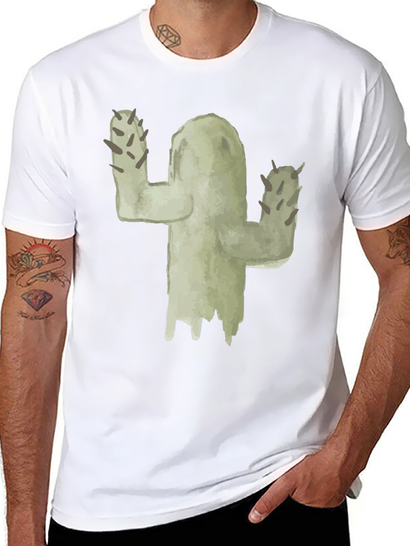 Cactus Graphic Tee - Black Cotton T-Shirt