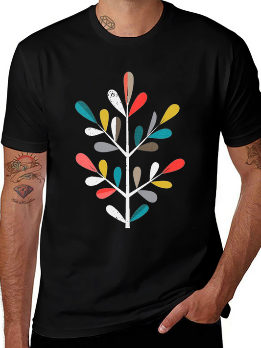 Abstract Tree Graphic Black T-Shirt