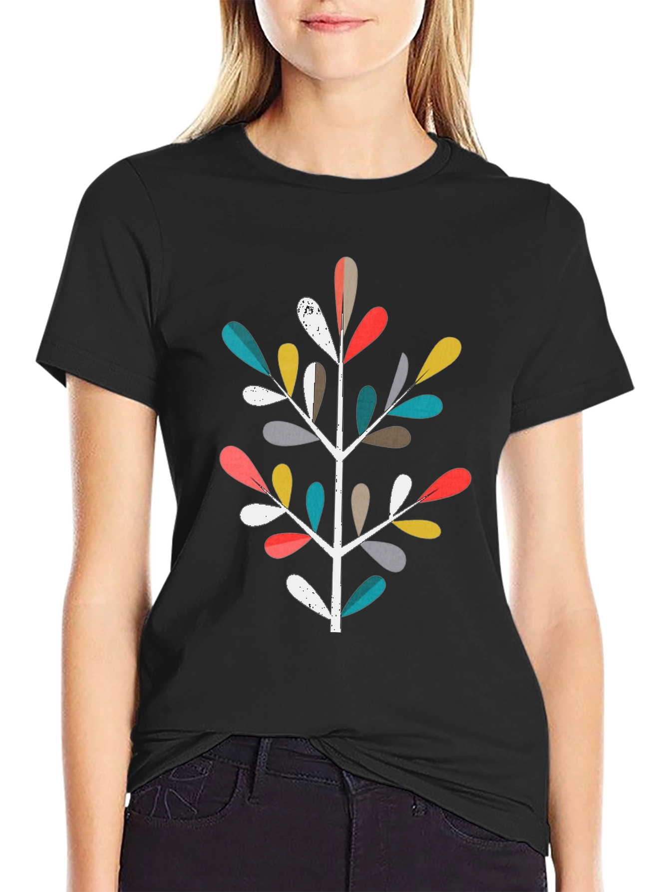 Abstract Tree Graphic Black T-Shirt