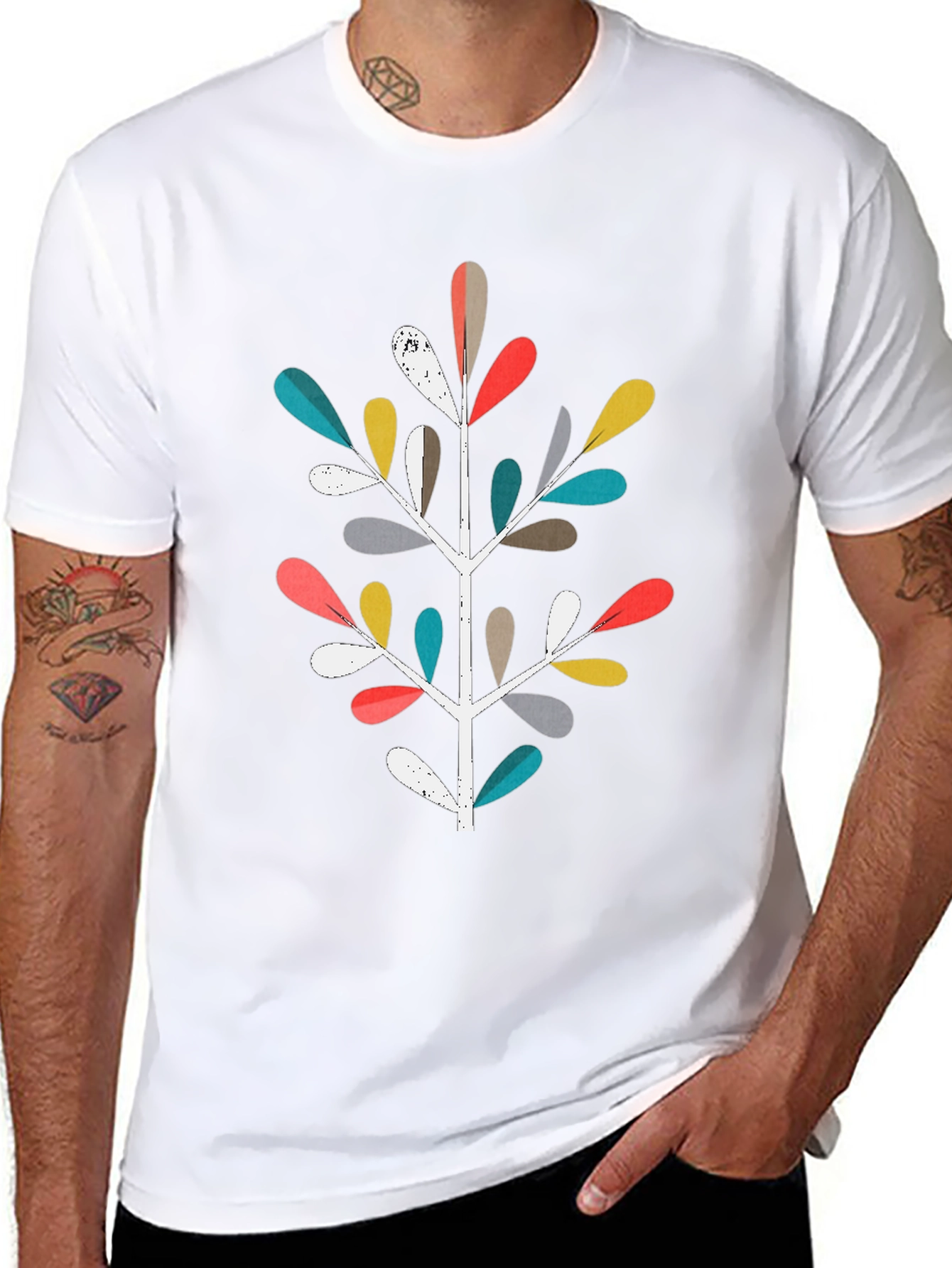 Abstract Tree Graphic Black T-Shirt