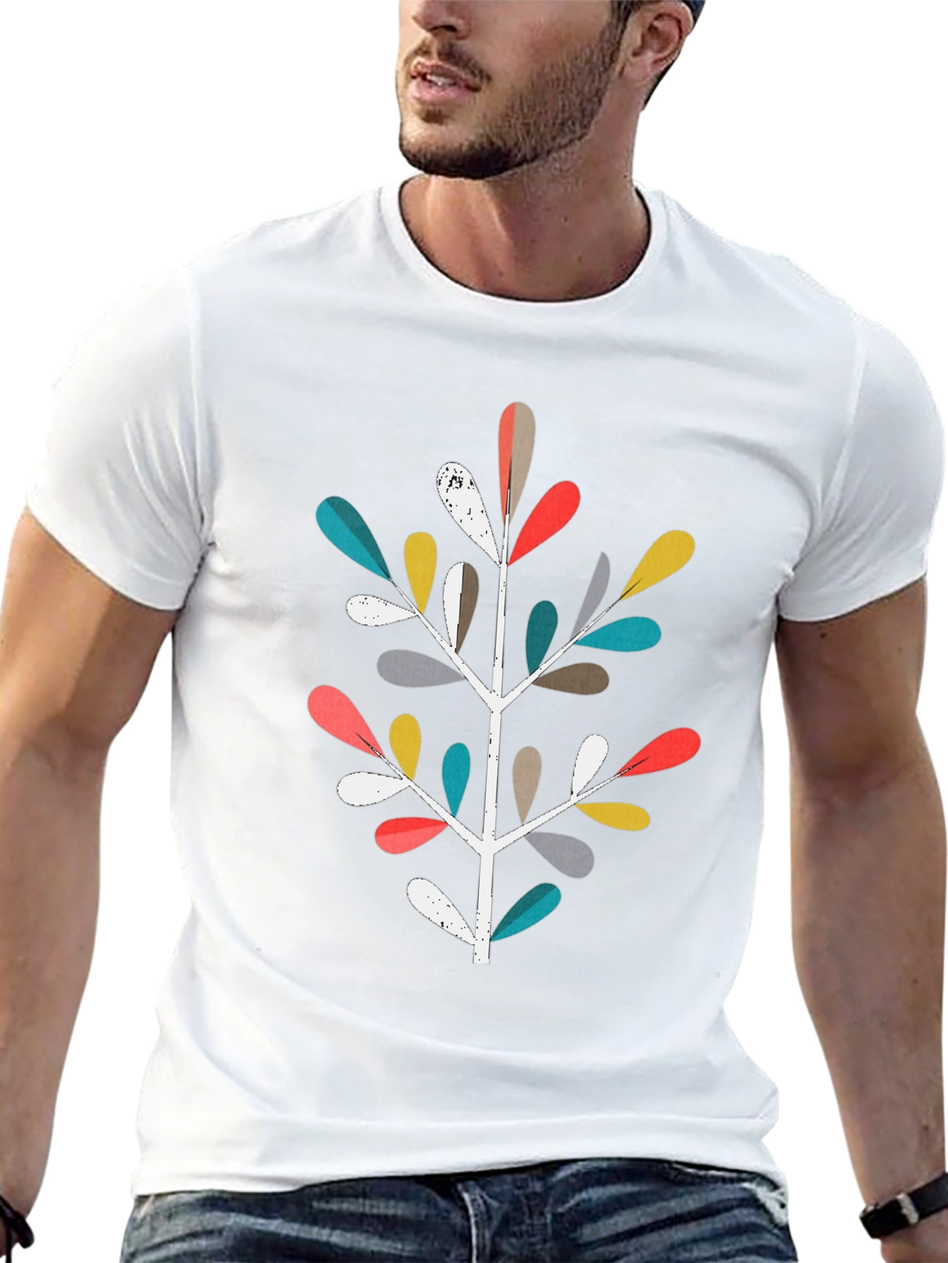 Abstract Tree Graphic Black T-Shirt