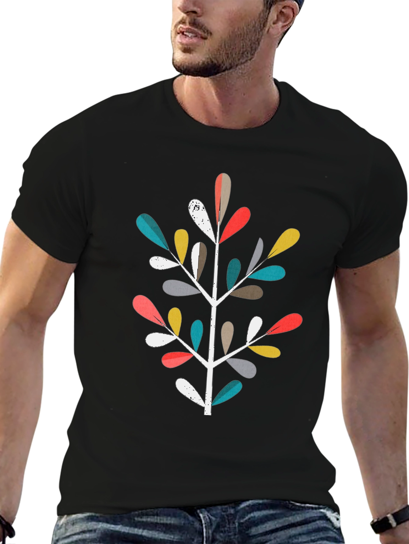Abstract Tree Graphic Black T-Shirt