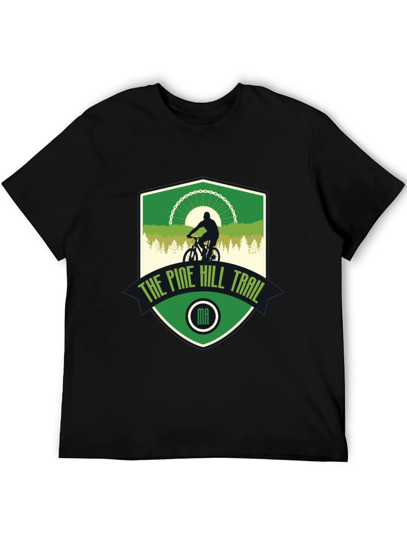 Pine Hill Trail Black T-Shirt - Mountain Biking Design