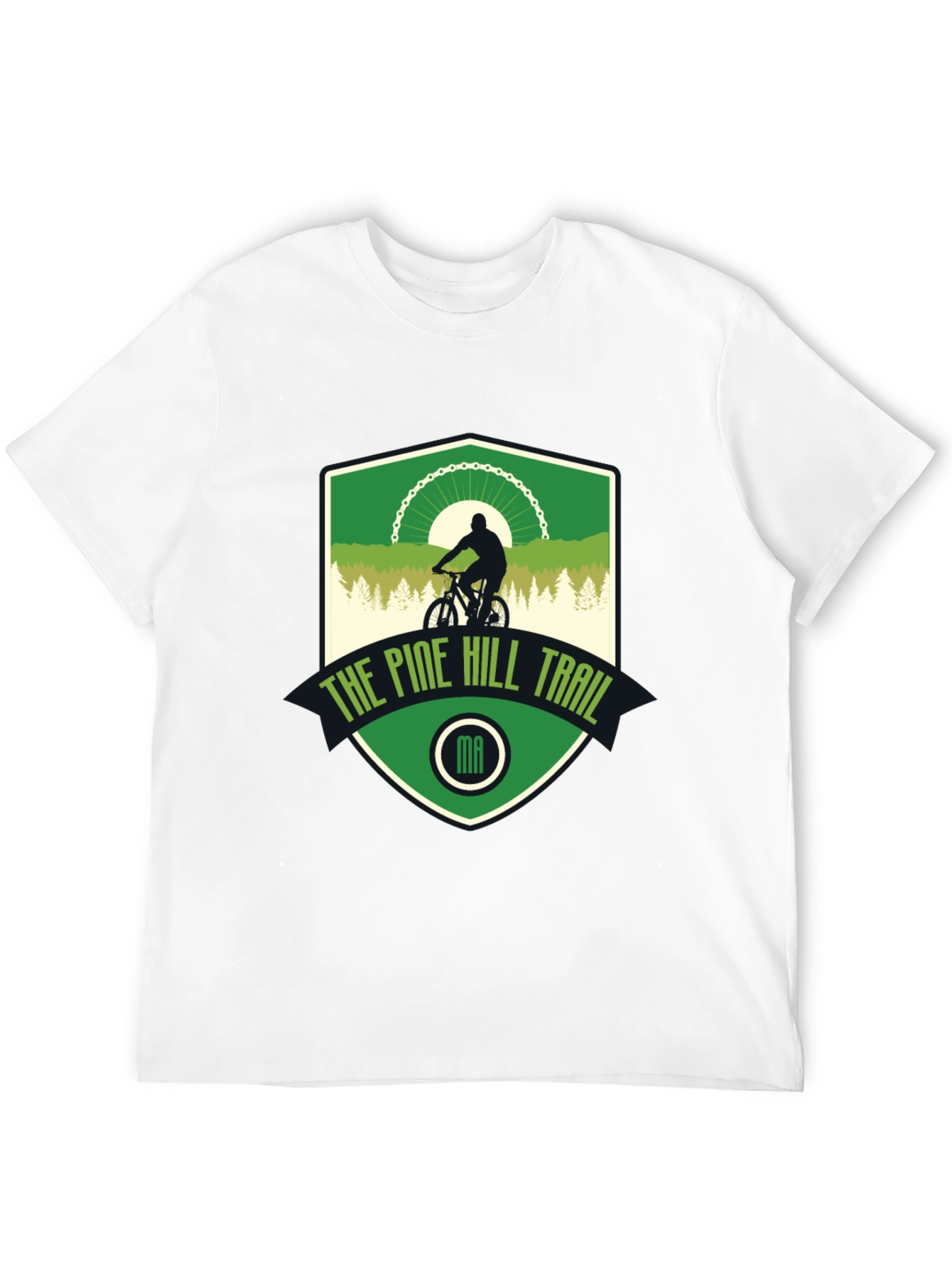 Pine Hill Trail Black T-Shirt - Mountain Biking Design