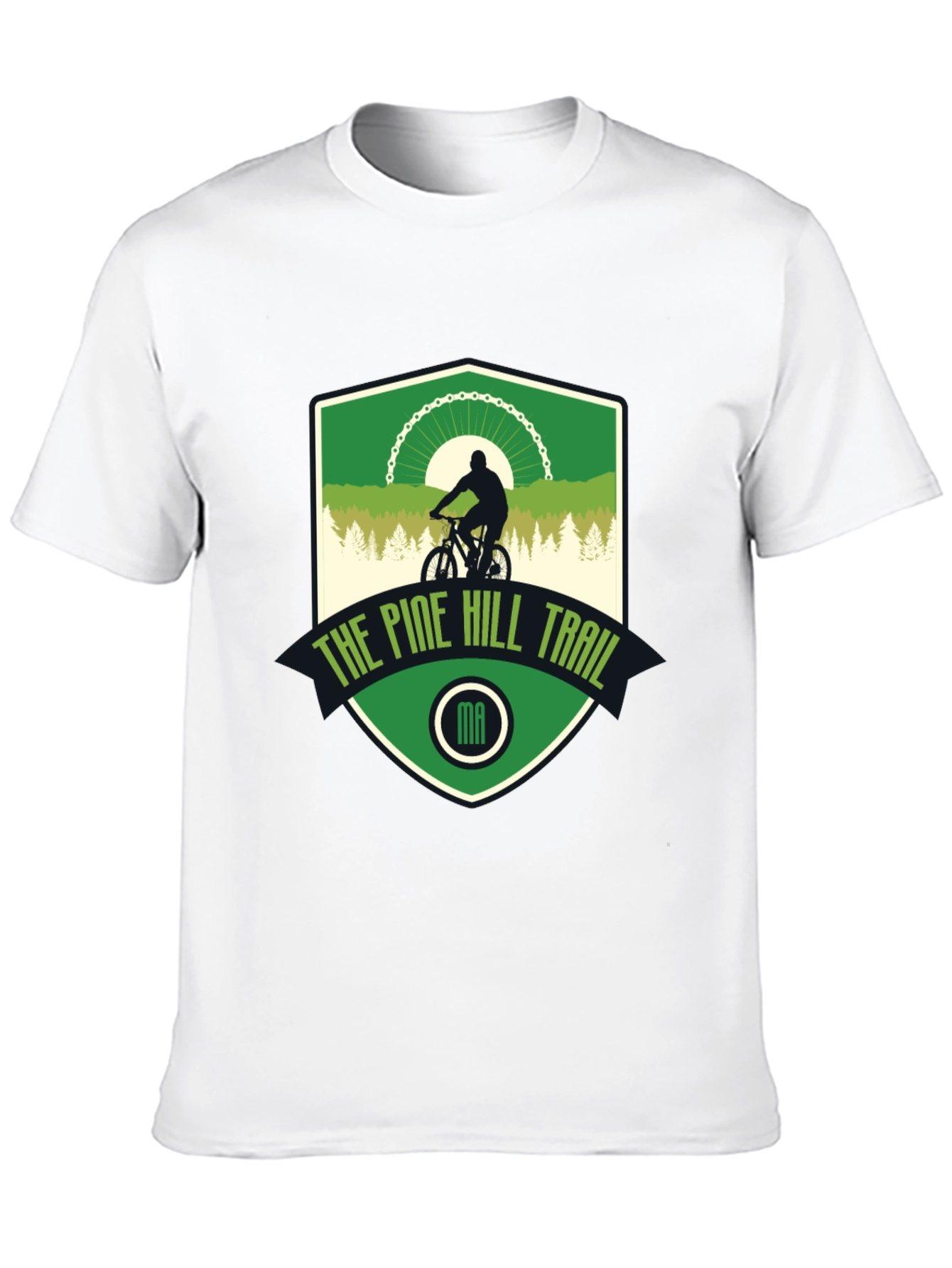 Pine Hill Trail Black T-Shirt - Mountain Biking Design