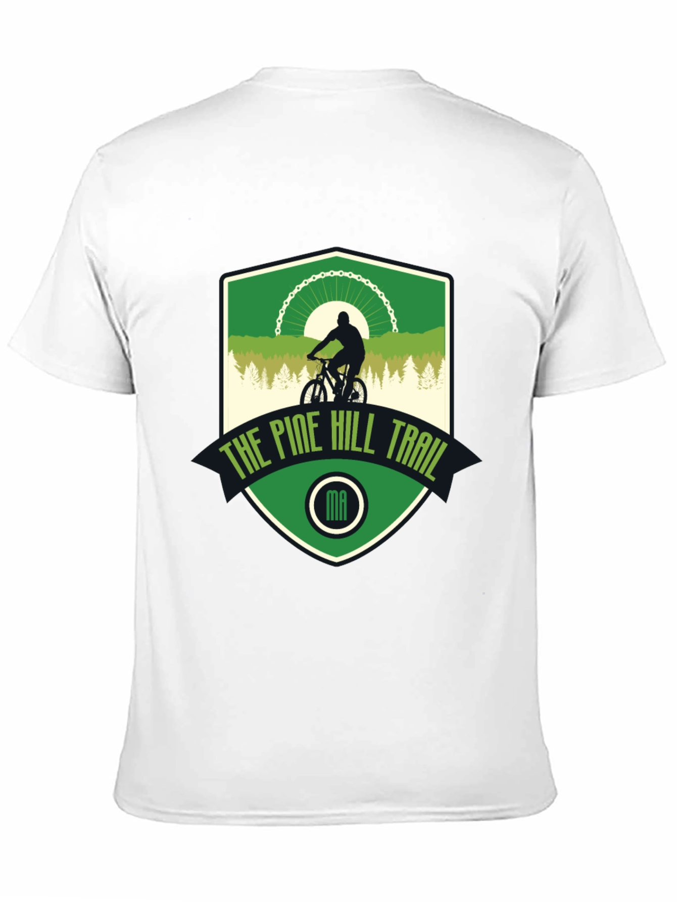 Pine Hill Trail Black T-Shirt - Mountain Biking Design