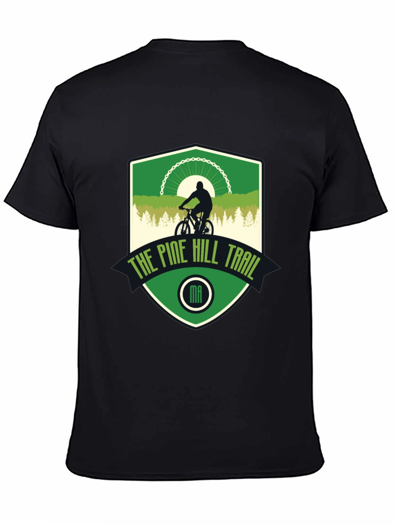 Pine Hill Trail Black T-Shirt - Mountain Biking Design