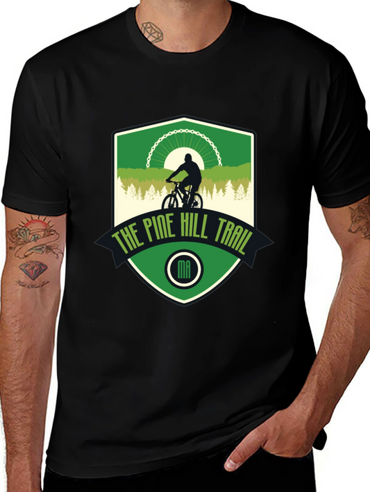 Pine Hill Trail Black T-Shirt - Mountain Biking Design