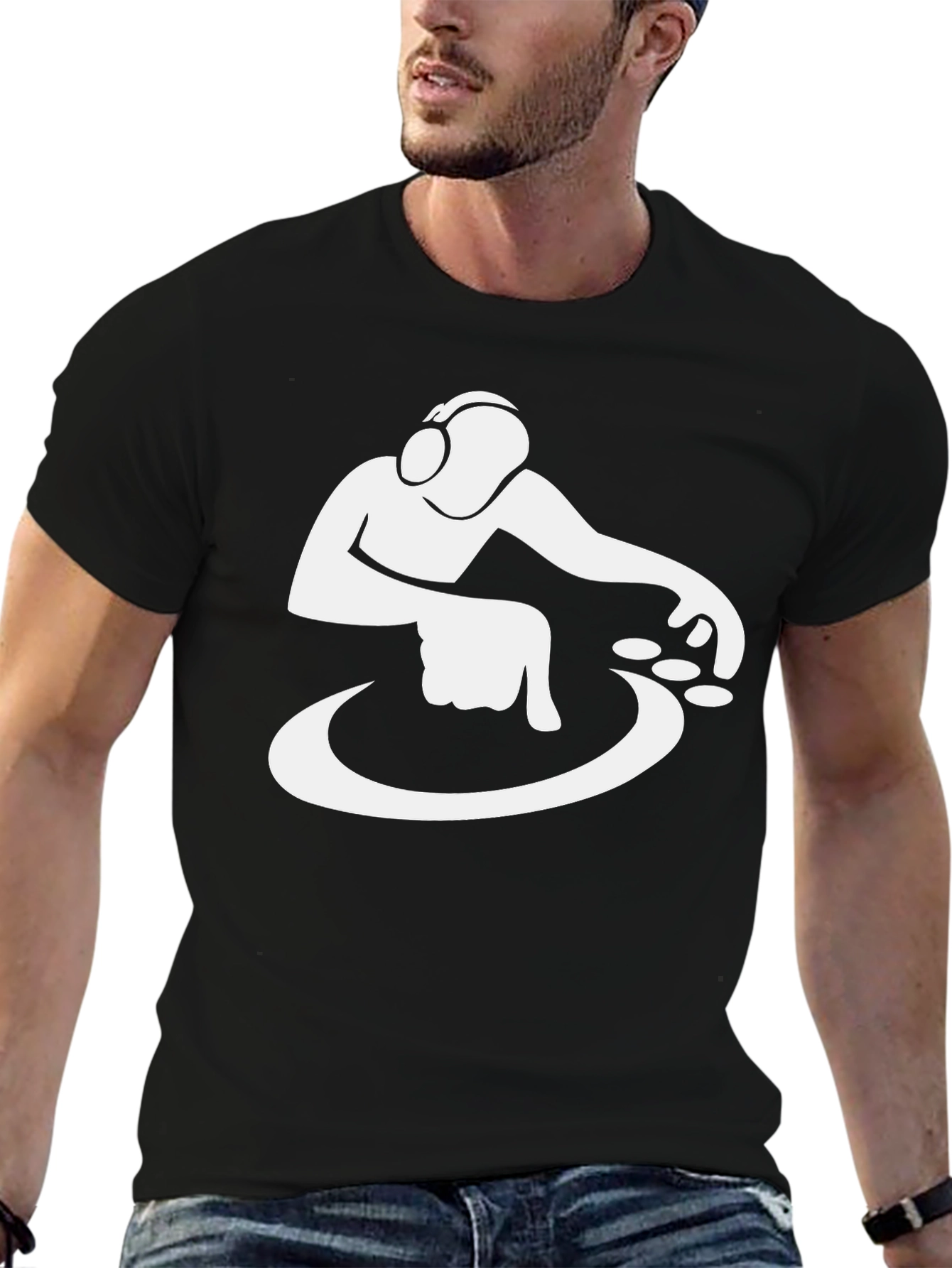 DJ Graphic T-Shirt - Black Cotton Blend