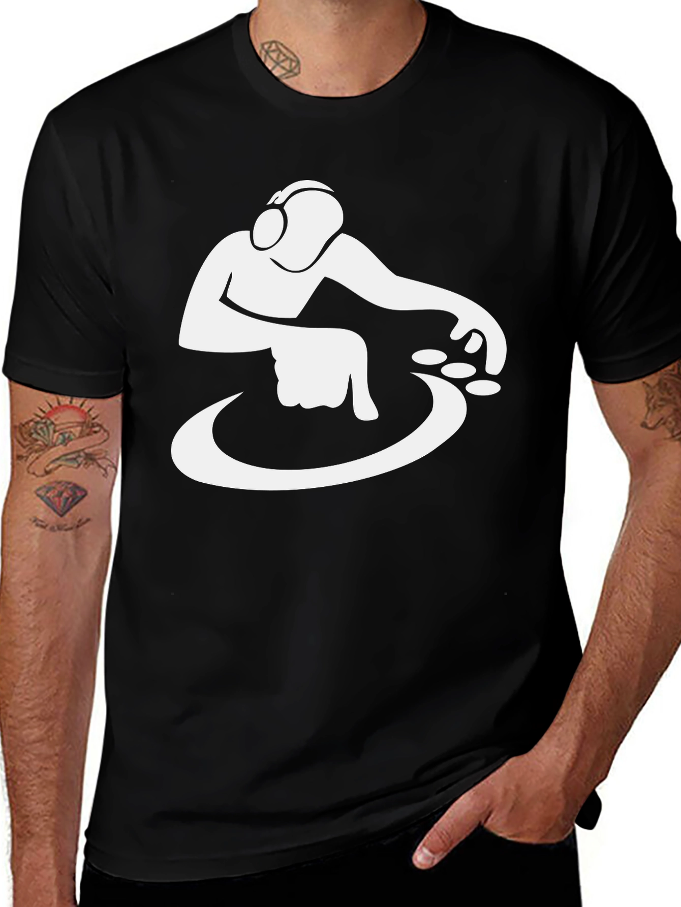 DJ Graphic T-Shirt - Black Cotton Blend