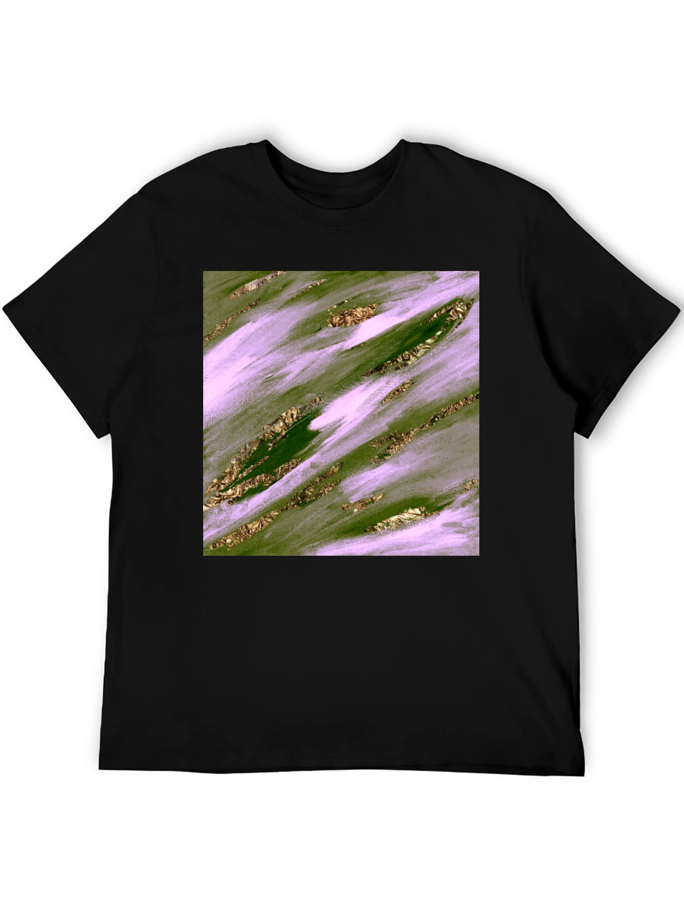 Abstract Green & Gold Brushstroke Mens Tee