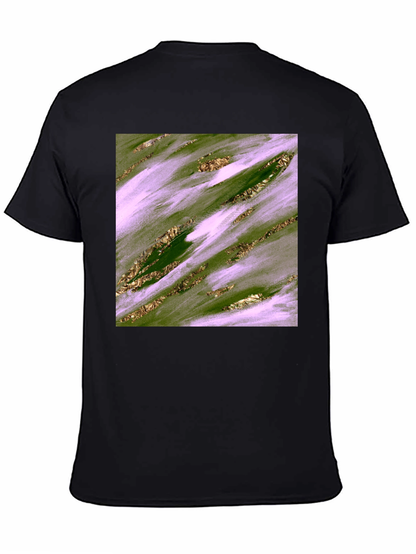 Abstract Green & Gold Brushstroke Mens Tee