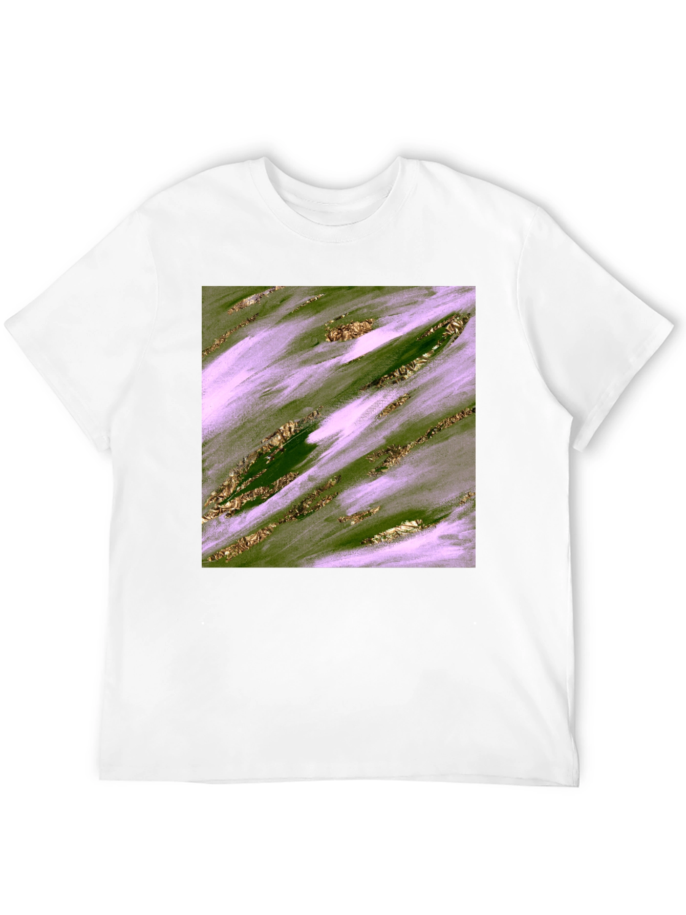 Abstract Green & Gold Brushstroke Mens Tee